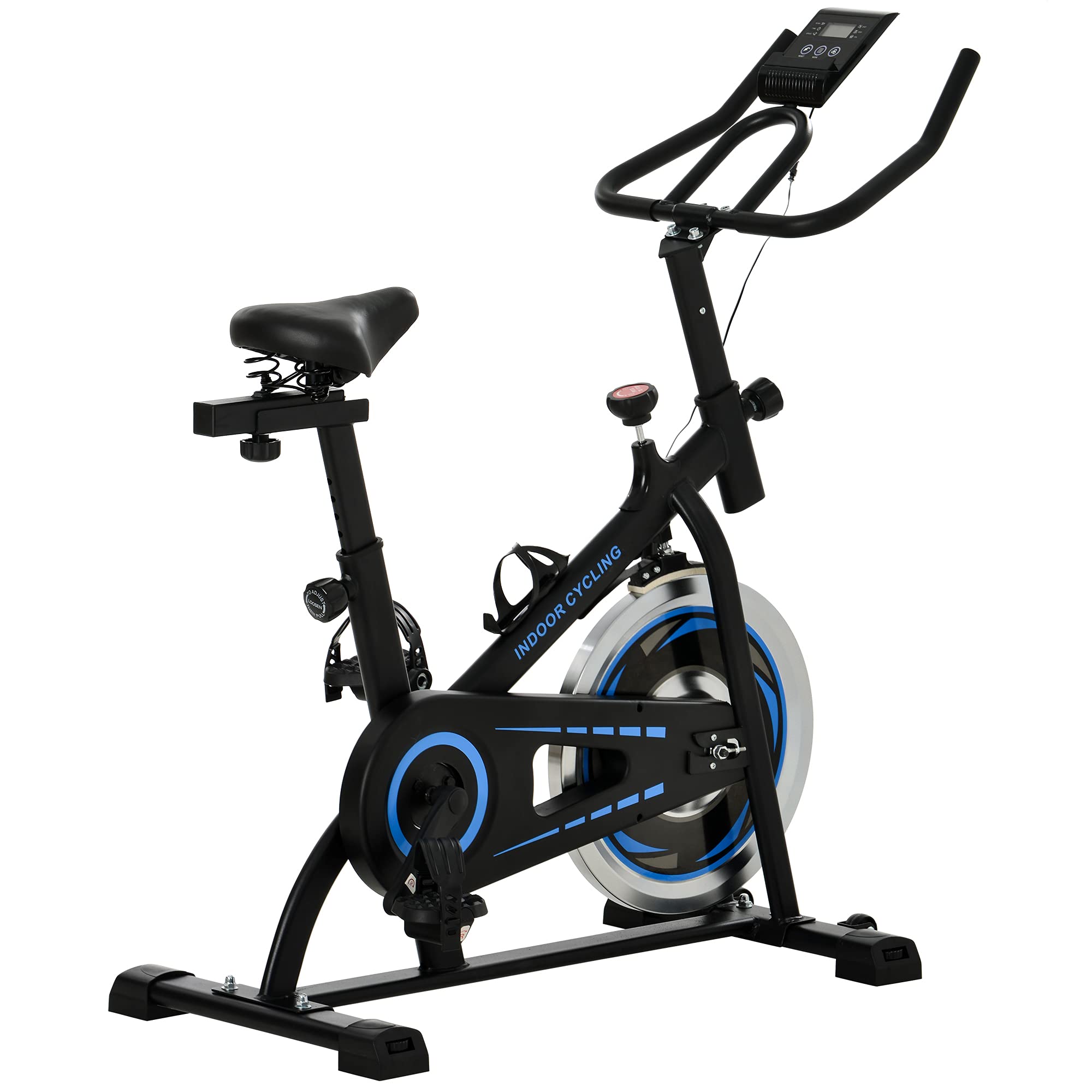 Adjustable Indoor Cycling Bike with LCD Monitor & iPad Mount - Home Cardio Workout Equipment for Fitness & Weight Loss | Perfect for Home Gym, Apartment Workouts & Spinning Classes