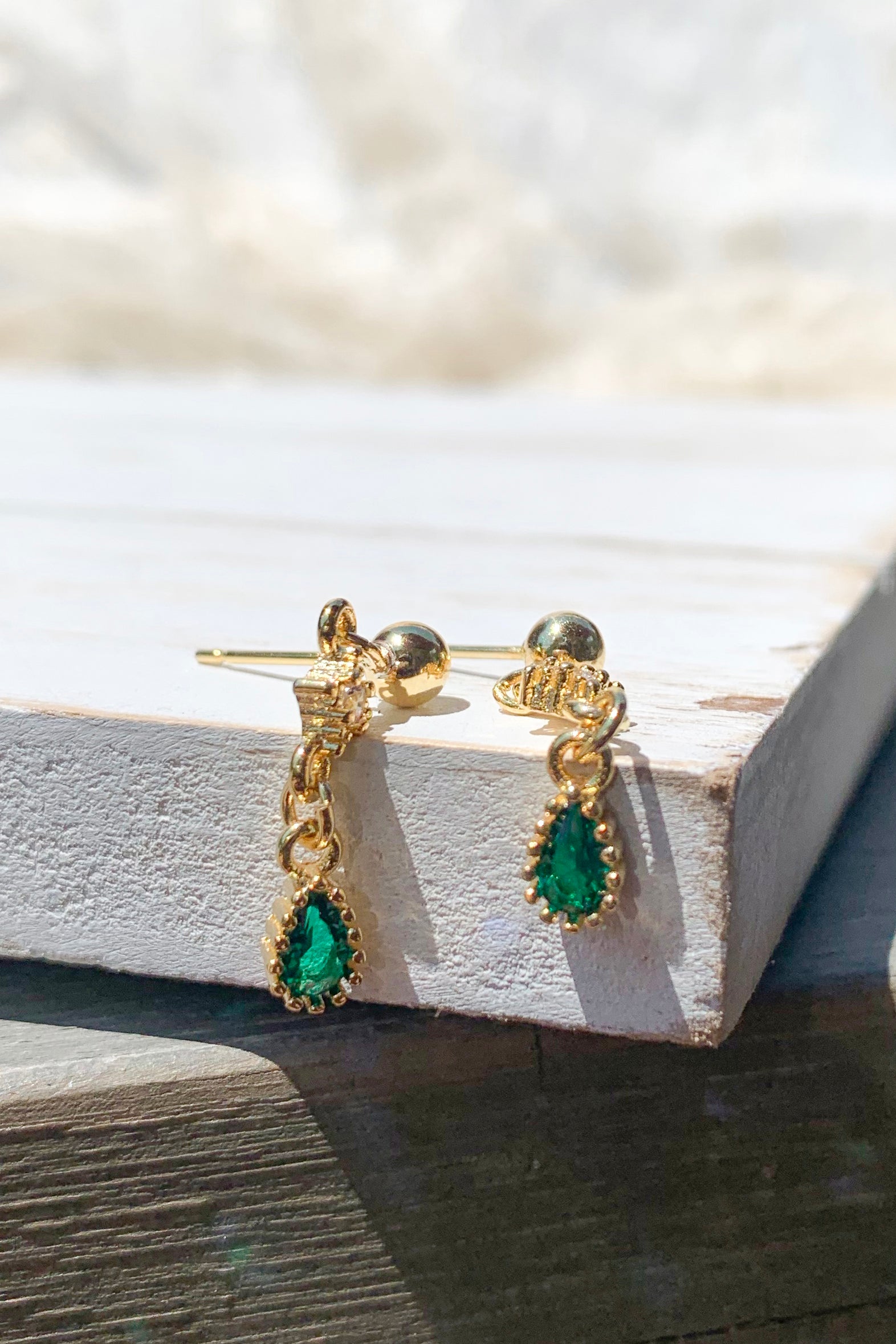 14K Gold Plated Tiny Green Natural Stone Stud Earrings for Women – Elegant Bridal Party Gifts, Wedding Jewelry, Birthday Present & Everyday Wear