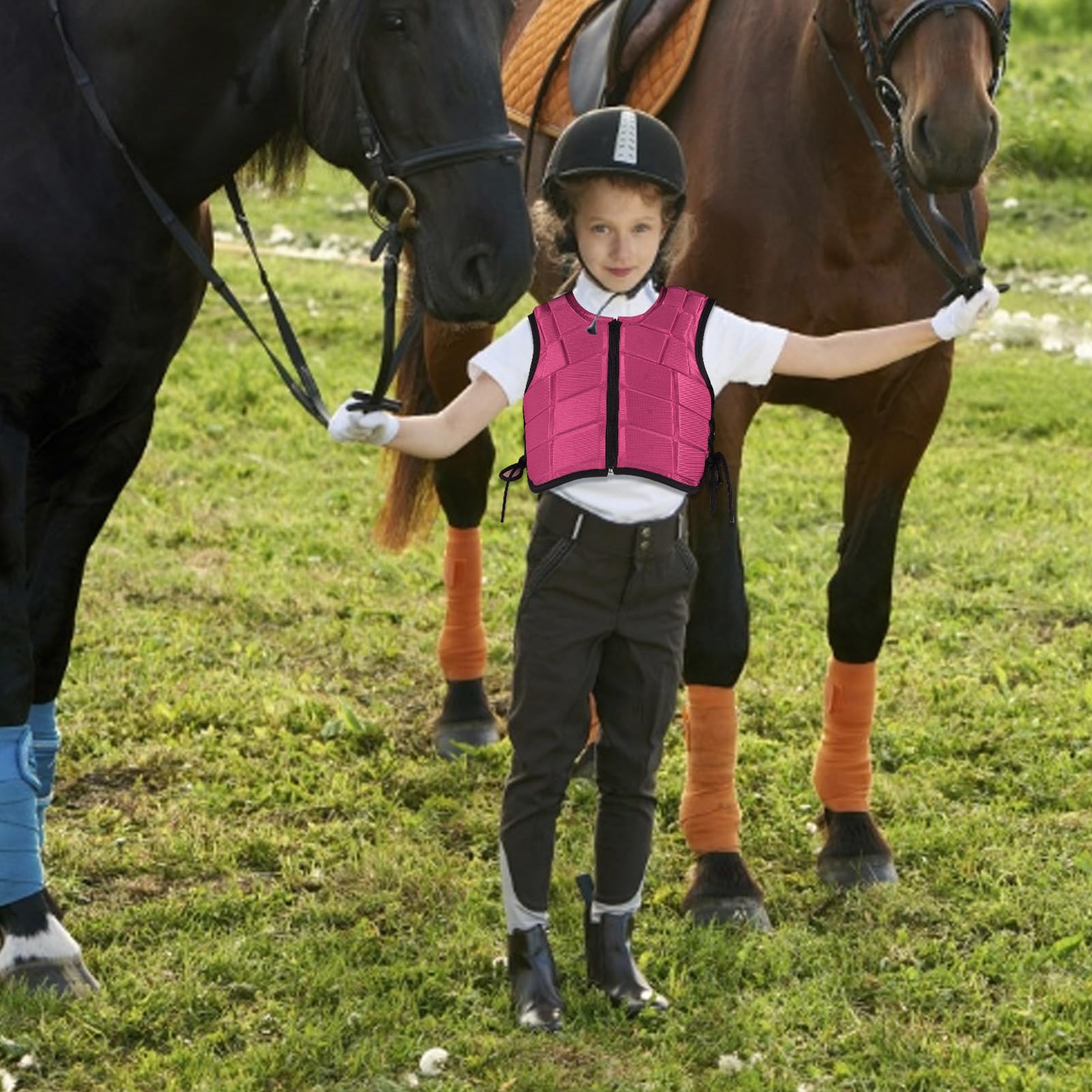 Kids Equestrian Safety Vest - Foam Padded Horse Riding Protective Gear for Girls (Pink) | Ideal for Horseback Riding Lessons, Equestrian Training & Outdoor Activities