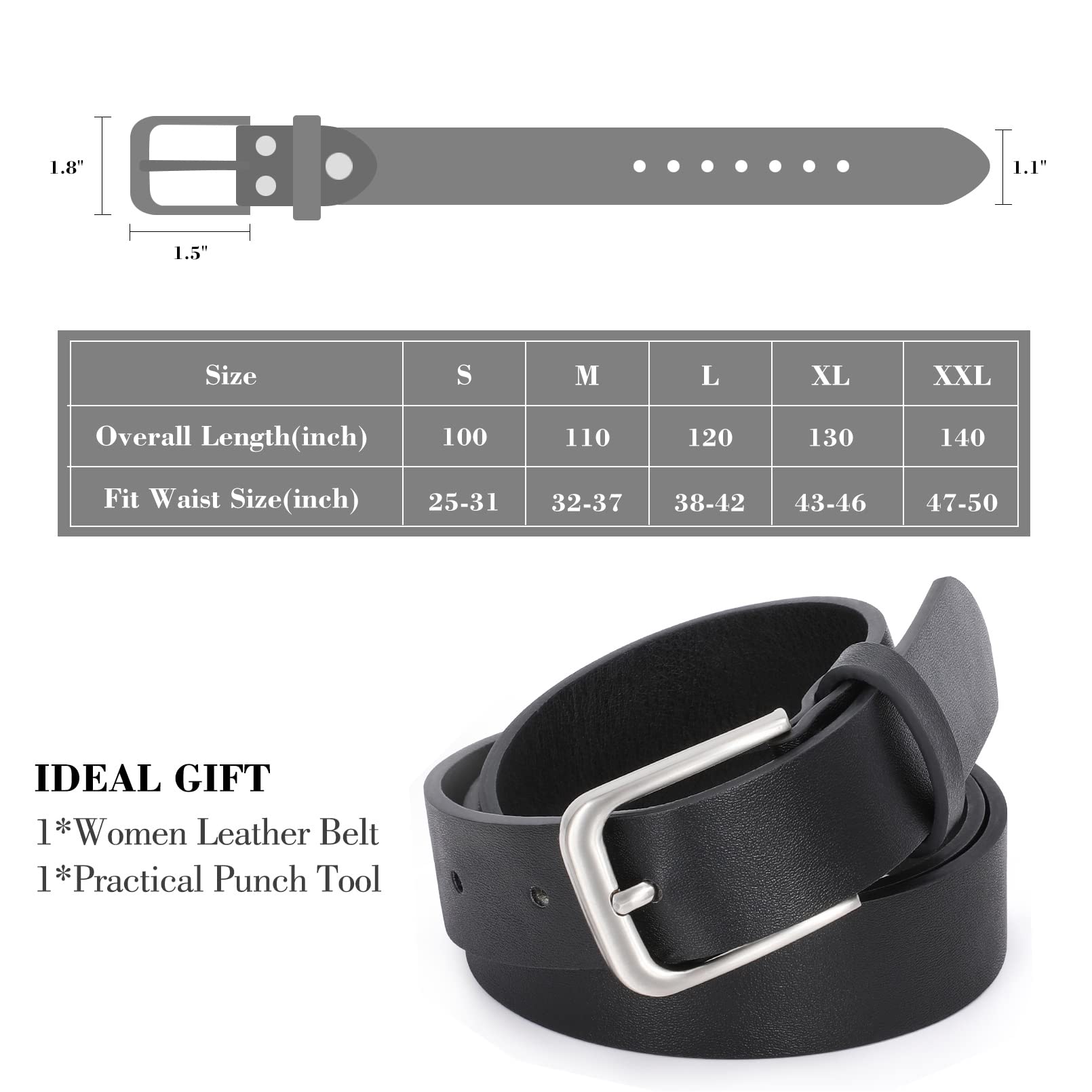 WHIPPY Women's Casual Leather Belt for Jeans & Pants - Stylish Waist Belt for Dresses & Skirts | Perfect for Office, Date Night & Everyday Wear