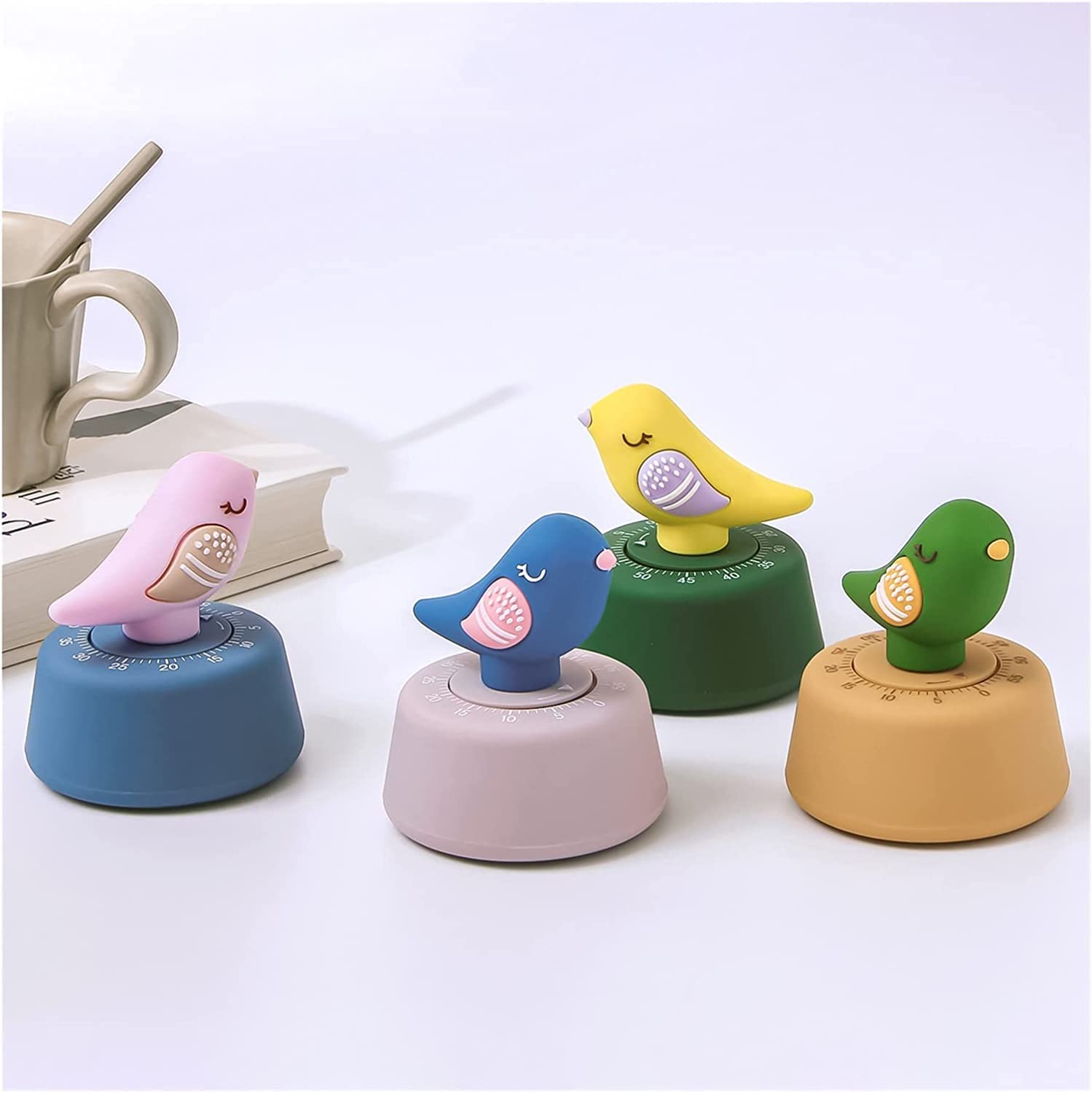 Creative Mechanical Kitchen Timer - 60-Minute Wind Up Dial, 360° Rotating Countdown, Cute Chirp Bird Design for Cooking, Baking & Time Management | Perfect for Home Kitchen, Office & Classroom (Color Options: B & C)