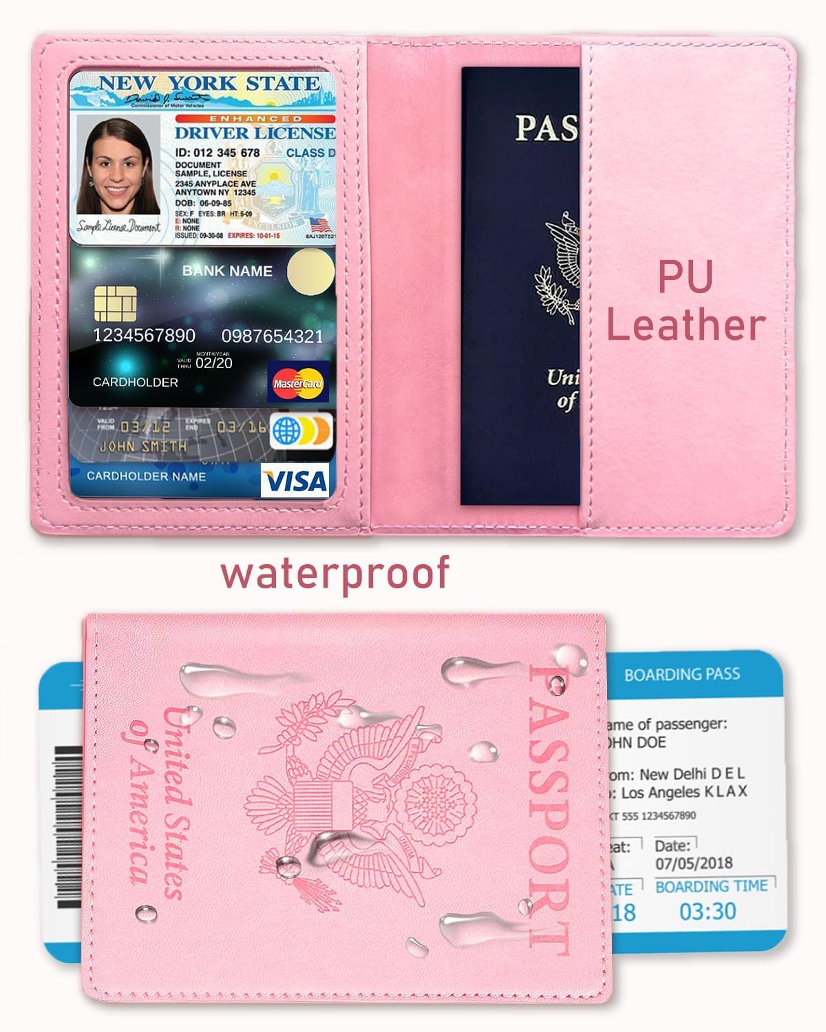 Premium Genuine Leather Passport Holder for Women & Men - RFID Blocking Travel Wallet - Cruise Ship Essentials & International Travel Must Have Accessories - Perfect Travel Gift (Pink) | Ideal for Airports, Business Trips & Vacation Security