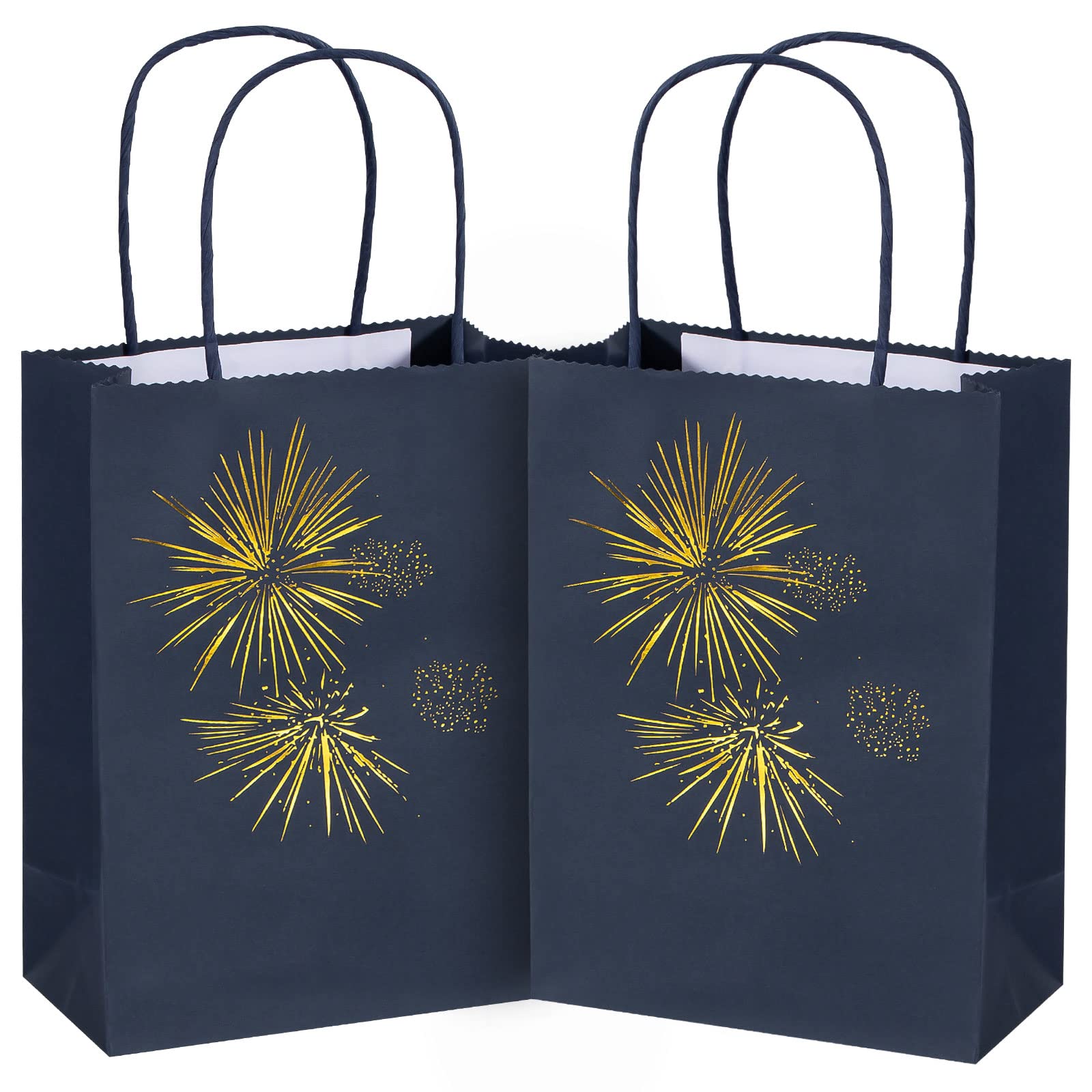 30 Pack Navy Blue Bronzing Gift Bags with Handles - 5.9