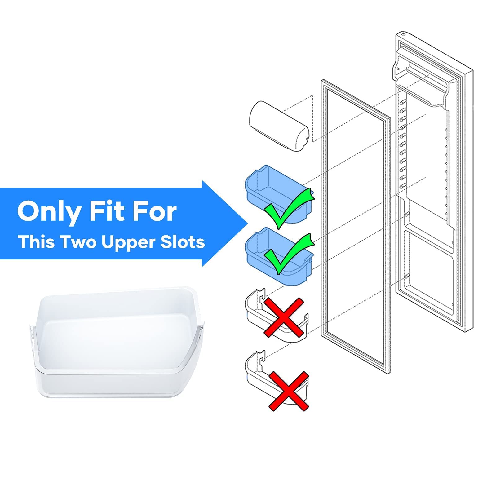 Samsung Refrigerator Door Shelf Replacement - DA97-12650A Right Side Bin Basket Compatible with DA63-07104A, DA63-06963A Models | Includes 5 Adhesive Magnets & Food Storage Container | Perfect for Kitchen Organization & Easy Access to Fridge Items
