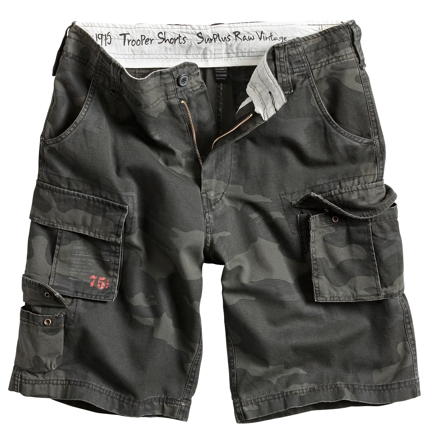 Surplus Military Shorts Troopers - Black Camo 4XL - Tactical Cargo Shorts for Outdoor, Hiking & Casual Wear