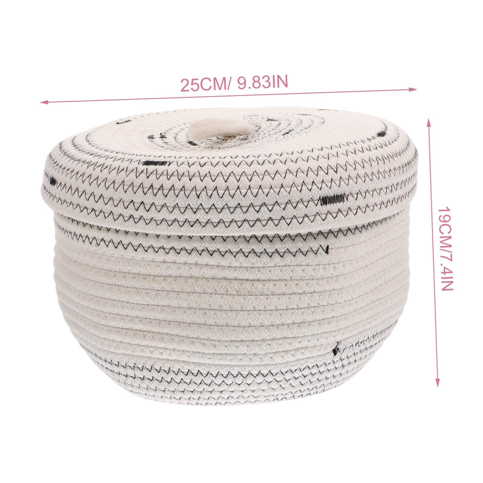 Round Rope Lidded Woven Storage Basket - Small Decorative Woven Basket with Lid for Keys, Glasses & Jewelry - Perfect for Home Organization, Bathroom Storage & Bedroom Decor