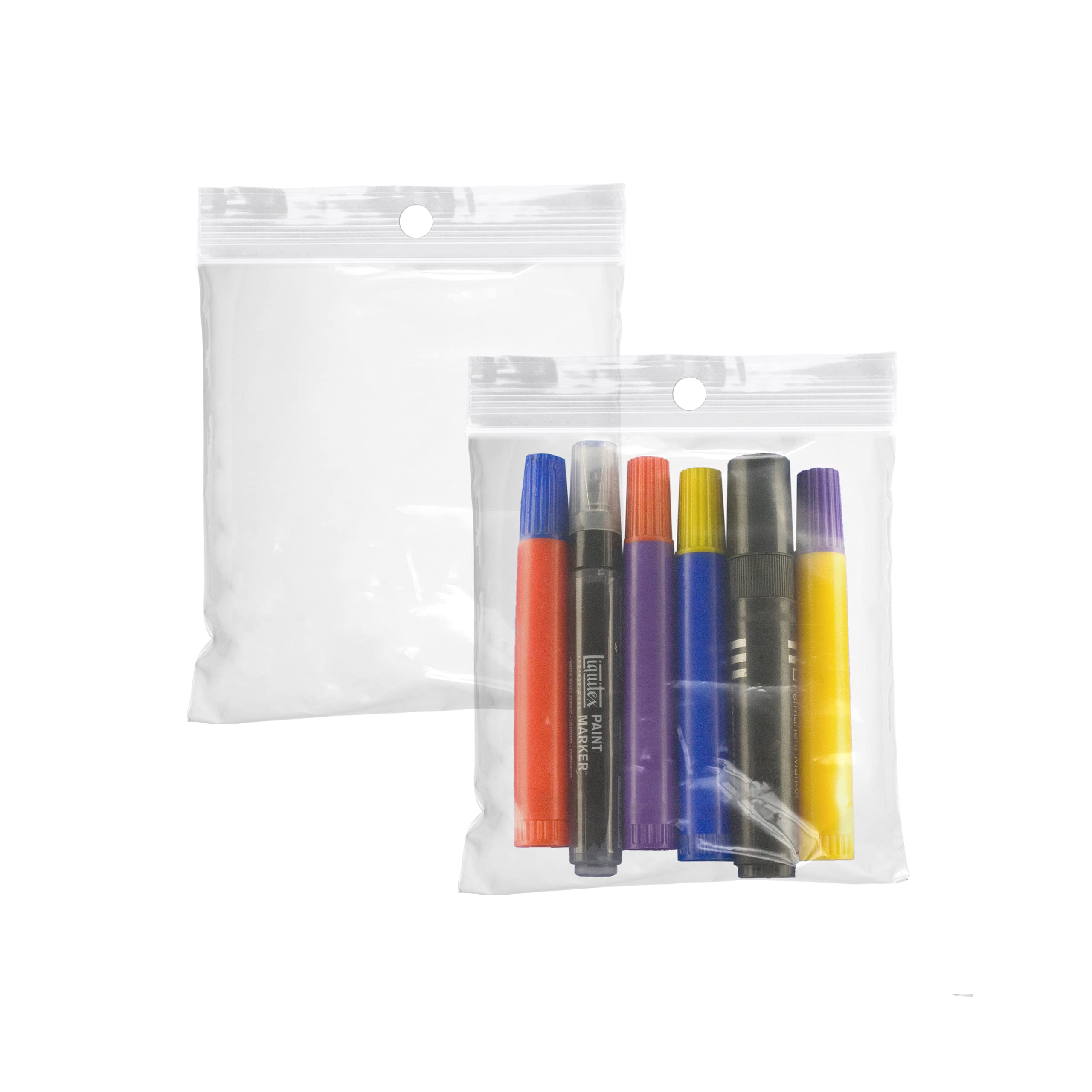 1000 Pack 6x6 Inch Clear Reclosable Zipper Bags with Hanging Holes | 2 Mil Thick Resealable Plastic Storage Bags for Pills, Jewelry, Snacks & Small Items | Durable Polyethylene Packaging for Home, Office & Retail Use