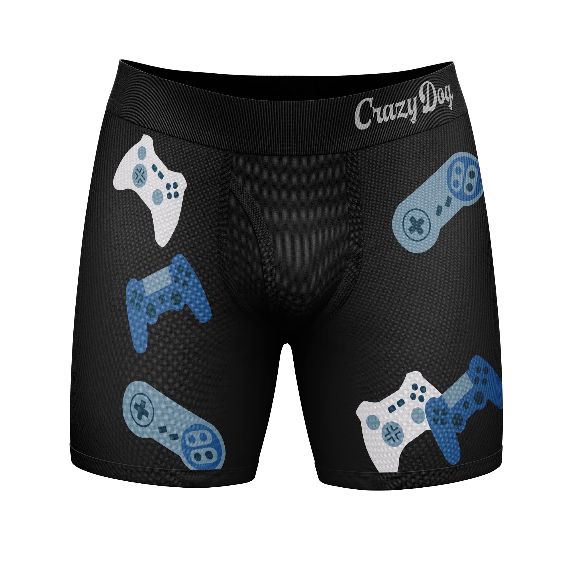 Funny Gaming Boxer Briefs for Men - Crazy Dog T-Shirts 'I Paused My Game To Be Here' Novelty Underwear | Perfect Gamer Gift for Video Game Lovers | Comfortable for Gaming Sessions & Lounge Wear