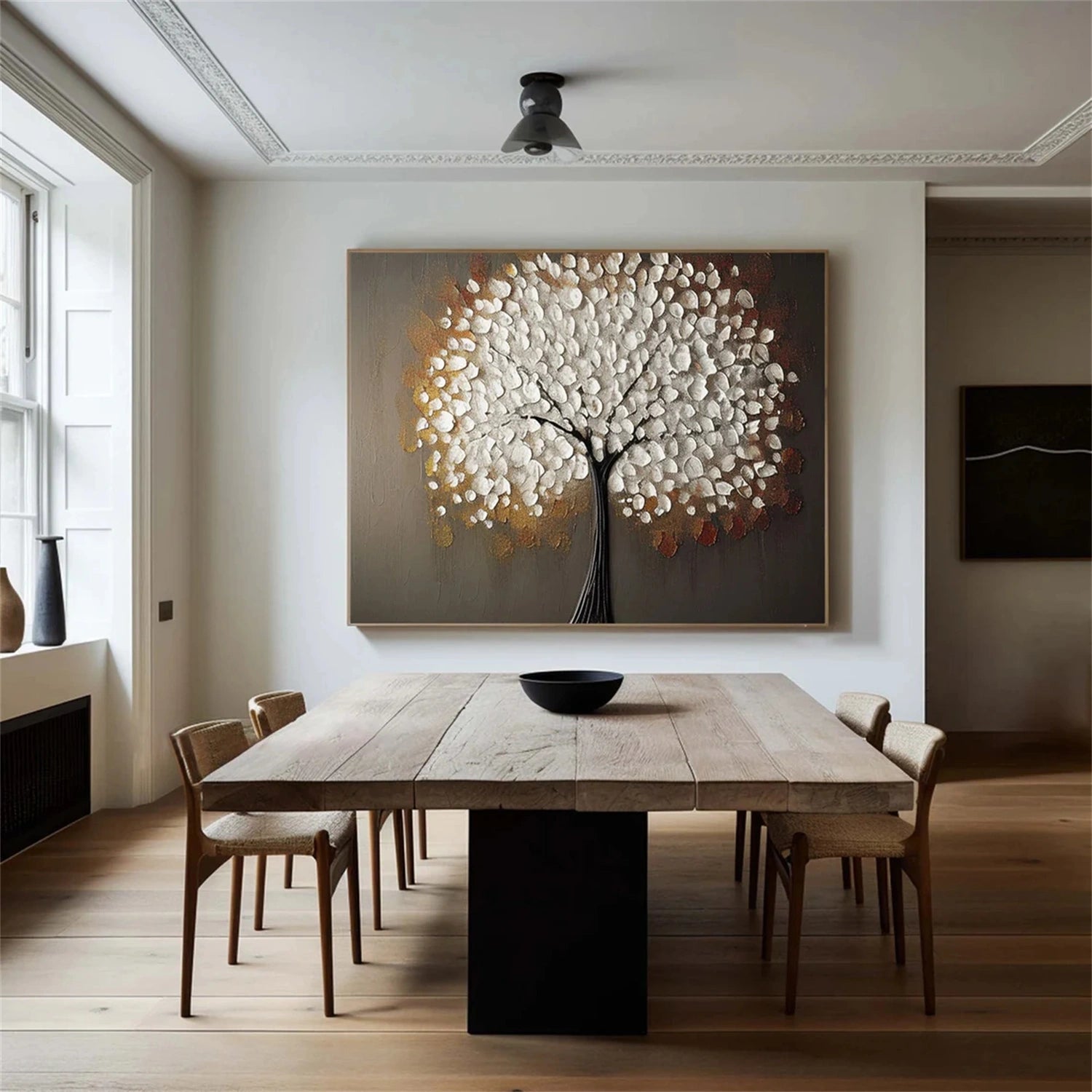 Flower and Tree Painting #FT153 - Handmade Canvas Wall Art for Home & Office Decor - Perfect for Living Room, Bedroom, or Gift