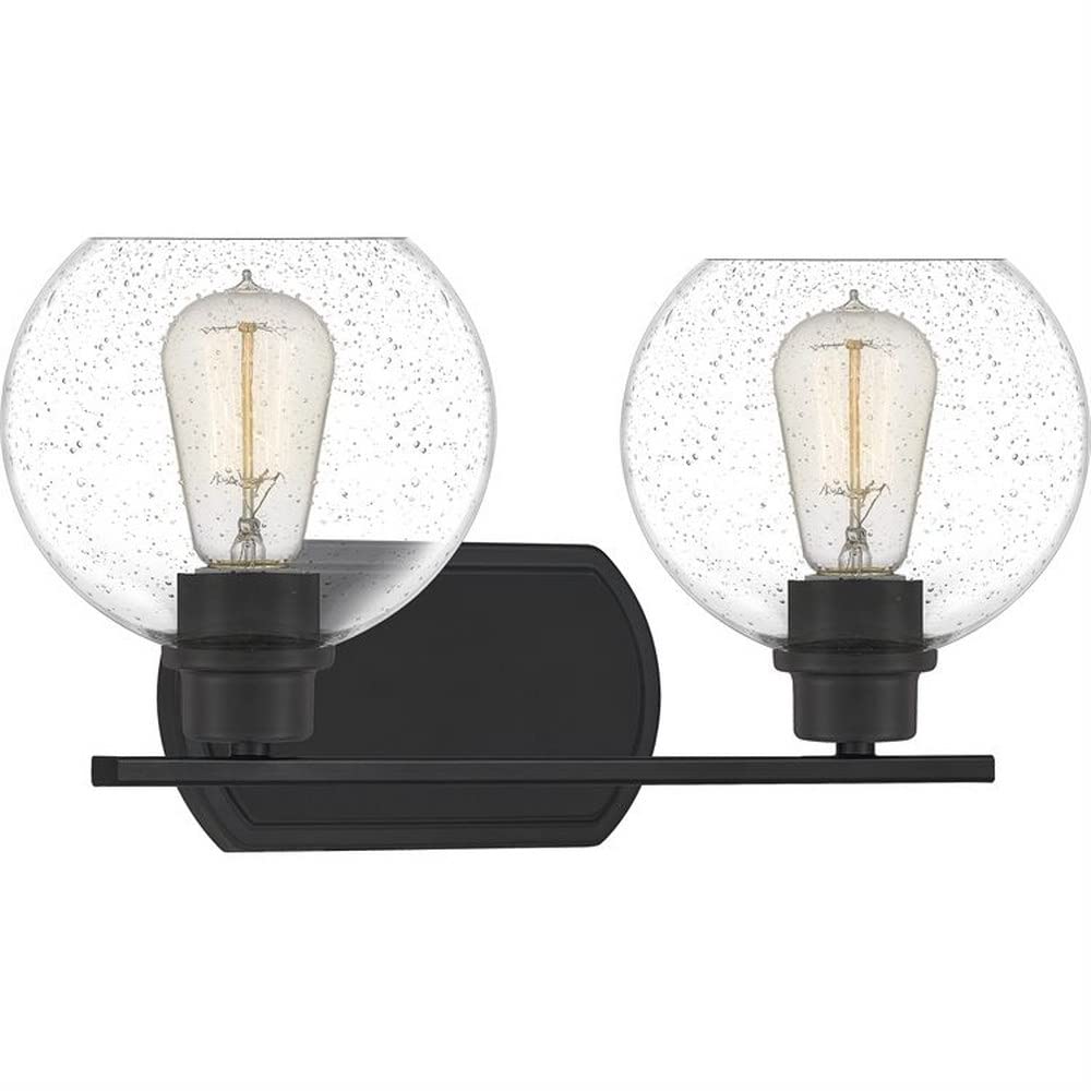 2-Light Transitional Vanity Light Fixture - Matte Black Bathroom Sconce with Clear Glass Shades - Perfect for Bathroom, Powder Room & Dressing Area Lighting - Model 71-Bel-3383659