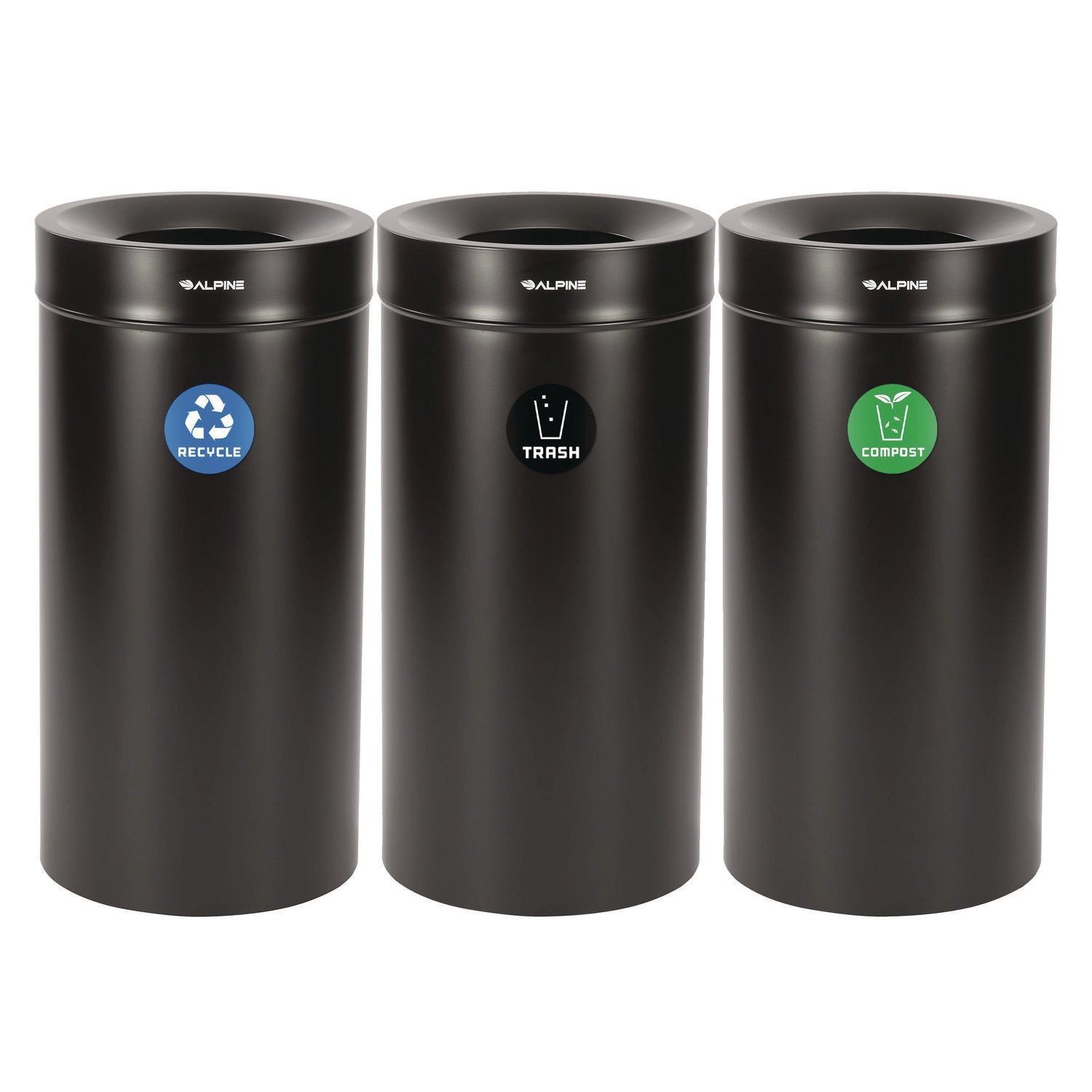 Alpine Industries 27 Gallon Black Stainless Steel Compost Bin - Odor-Free Kitchen & Outdoor Recycling Can with Lid, Eco-Friendly Trash Receptacle for Organic Waste, Composting & Garden Use