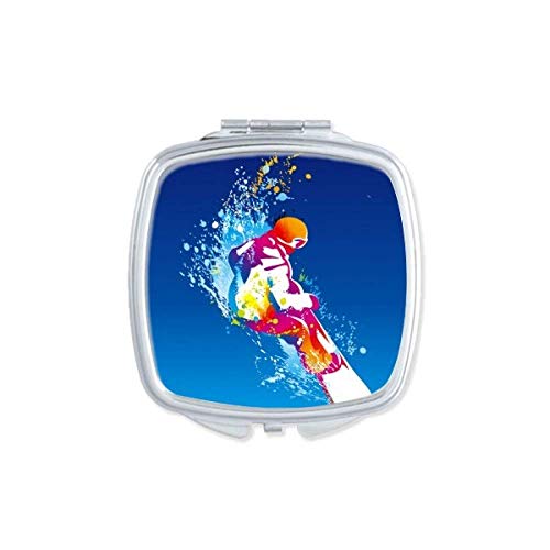 DIYthinker Winter Sports Skiing Themed Colorful Illustration Portable Compact Double-Sided Pocket Makeup Mirror - Perfect for Travel, Gym, and Everyday Use