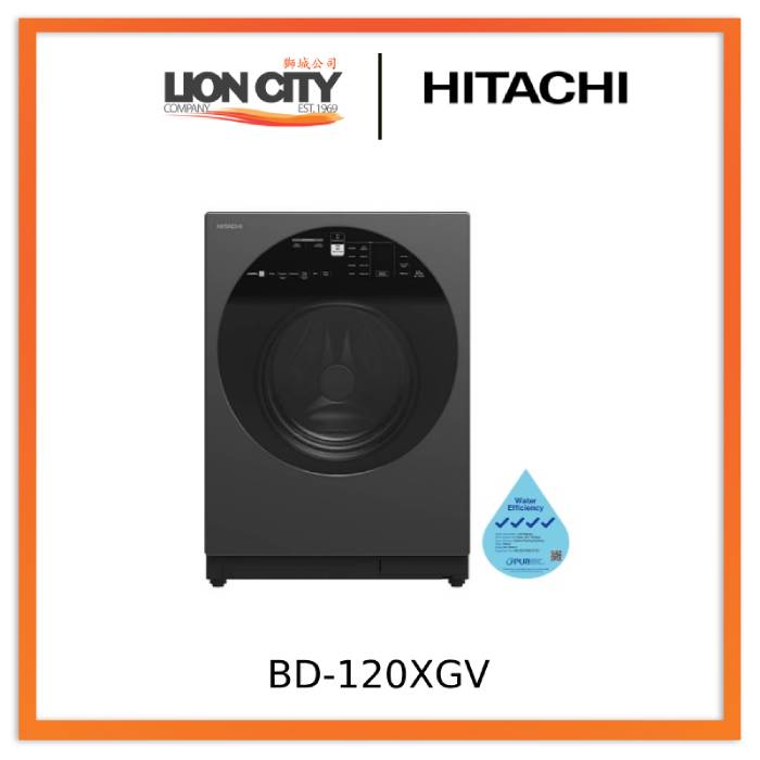 Hitachi BD 120XGV Front Load Washing Machine - 12kg Capacity, 1600 RPM, AI Wash Technology, Auto Dosing System, Inverter Motor - Perfect for Large Families & Energy-Efficient Laundry