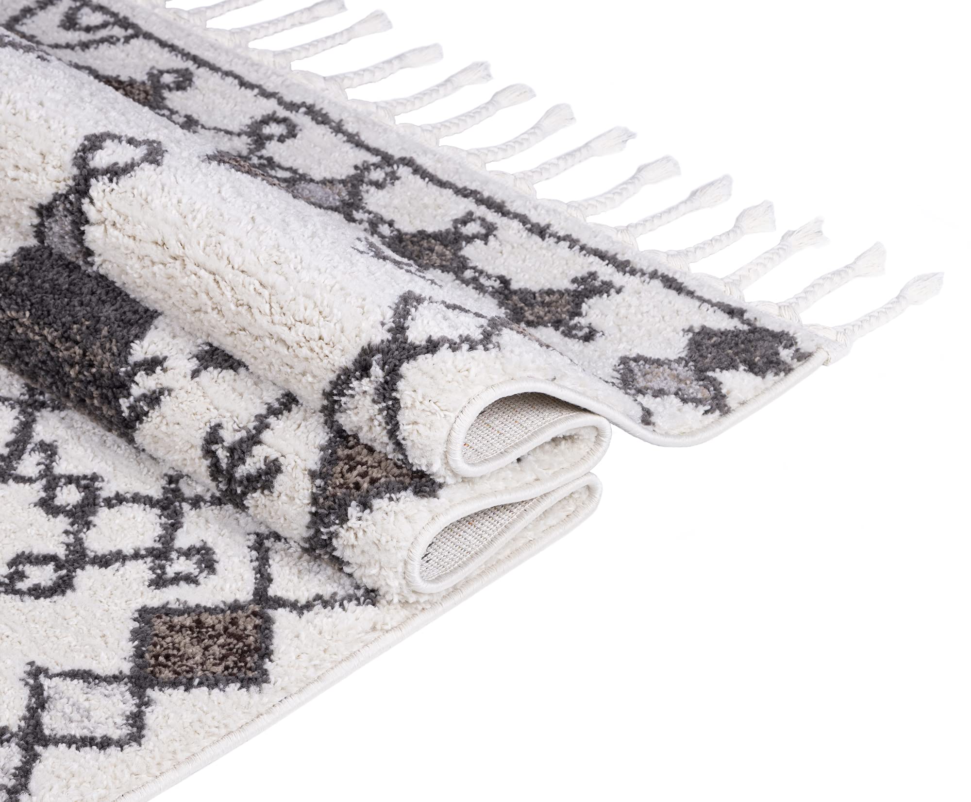 Bohemian Moroccan Tribal Area Rugs for Living Room - Southwestern Navajo Ivory, Grey Mocha Black Design | Perfect for Boho Chic Home Decor & Cozy Floor Covering