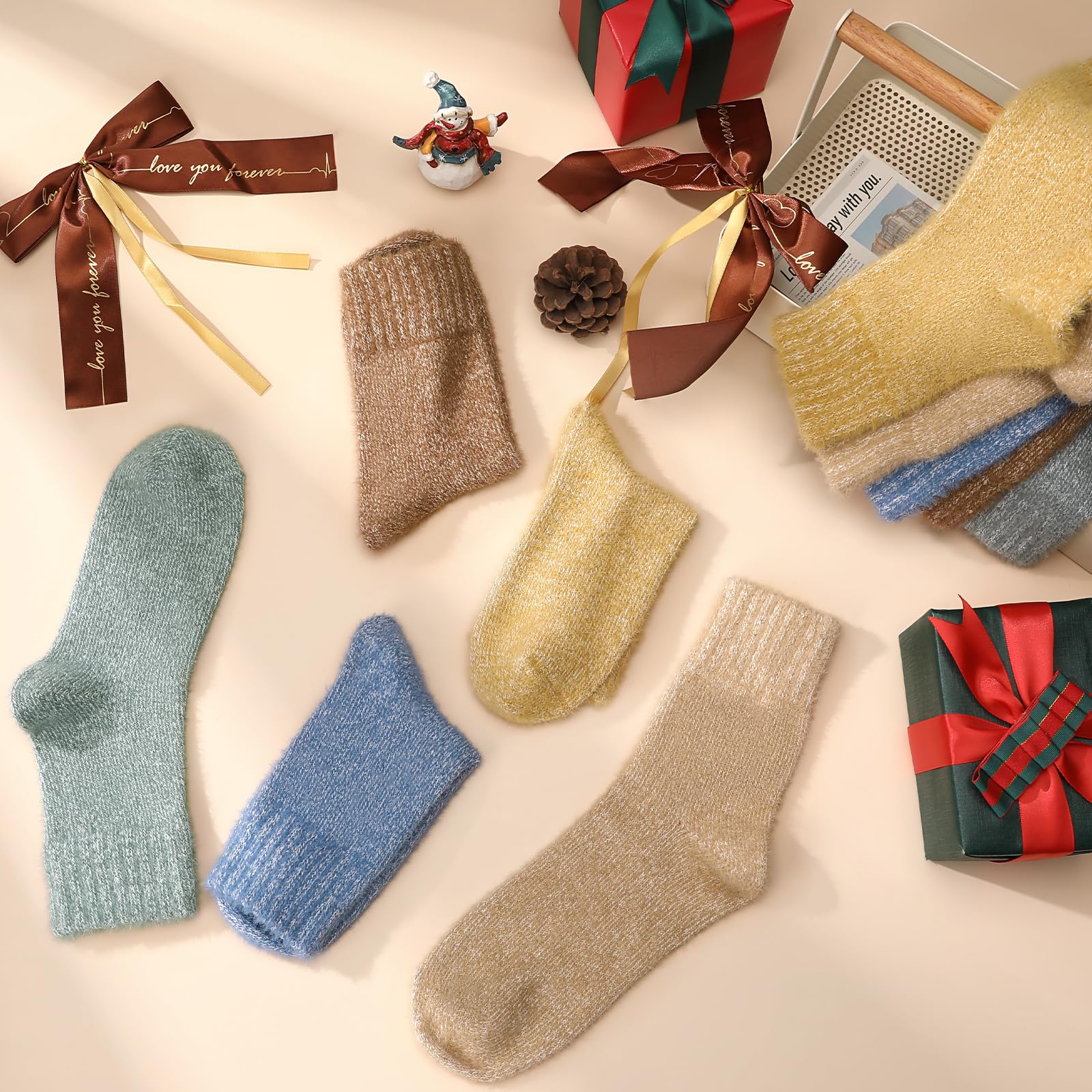 Premium Wool Socks for Women - Ultra Soft & Thick Thermal Hiking Socks (5 Pairs) - Perfect for Winter Outdoor Activities, Camping & Cold Weather Comfort