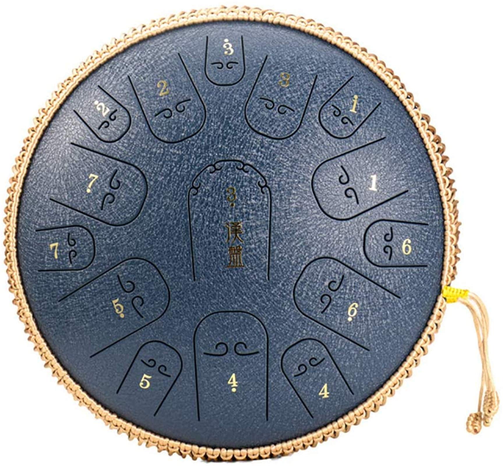 PIAOLIGN 14-inch Steel Tongue Drum - 15-Tone Handpan Percussion Instrument with Drumsticks & Carry Bag | C-Level Musical Gift for Meditation, Yoga & Sound Therapy | Made in USA (Navy Blue)