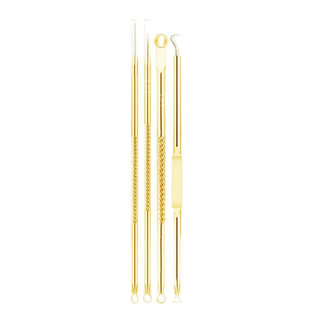 FANGO 4-Piece Acne Extractor Kit - Blackhead & Pimple Remover Tools with Stainless Steel Needles for Blemish Treatment | Perfect for Travel & Home Skincare Routine