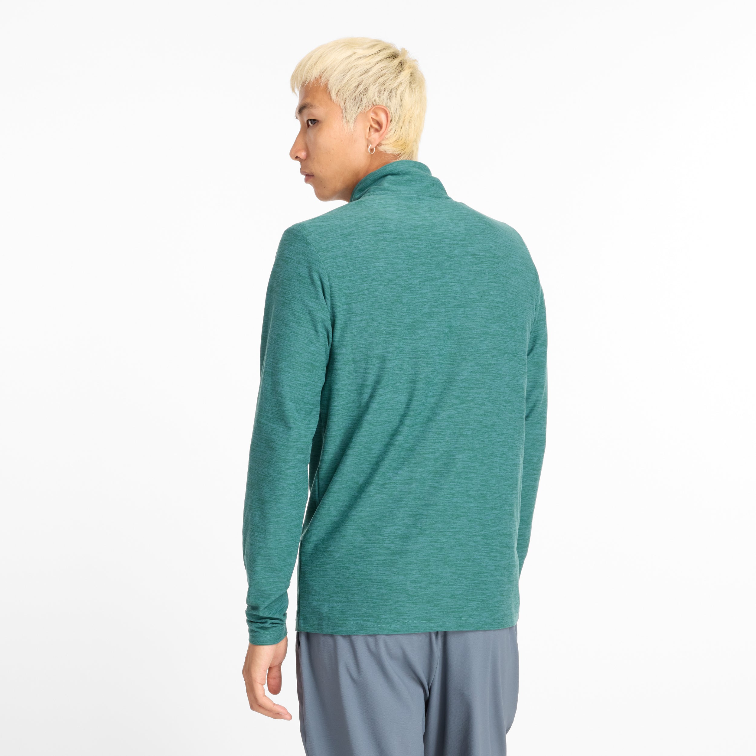 Men's Space Dye 1/4 Zip Pullover - NUS New Spruce Color - Lightweight Athletic Top for Running, Hiking & Casual Wear