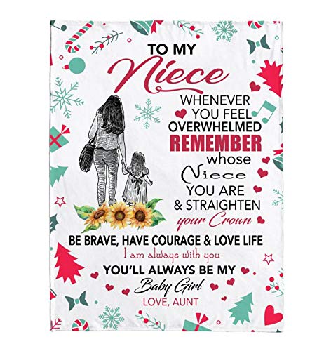 Personalized Fleece Sherpa Mink Blanket Gift for Niece - 'Straighten Your Crown' Inspirational Aunt Gift for Christmas, Birthdays & Special Occasions | Cozy Throw for Bedroom, Sofa & Travel