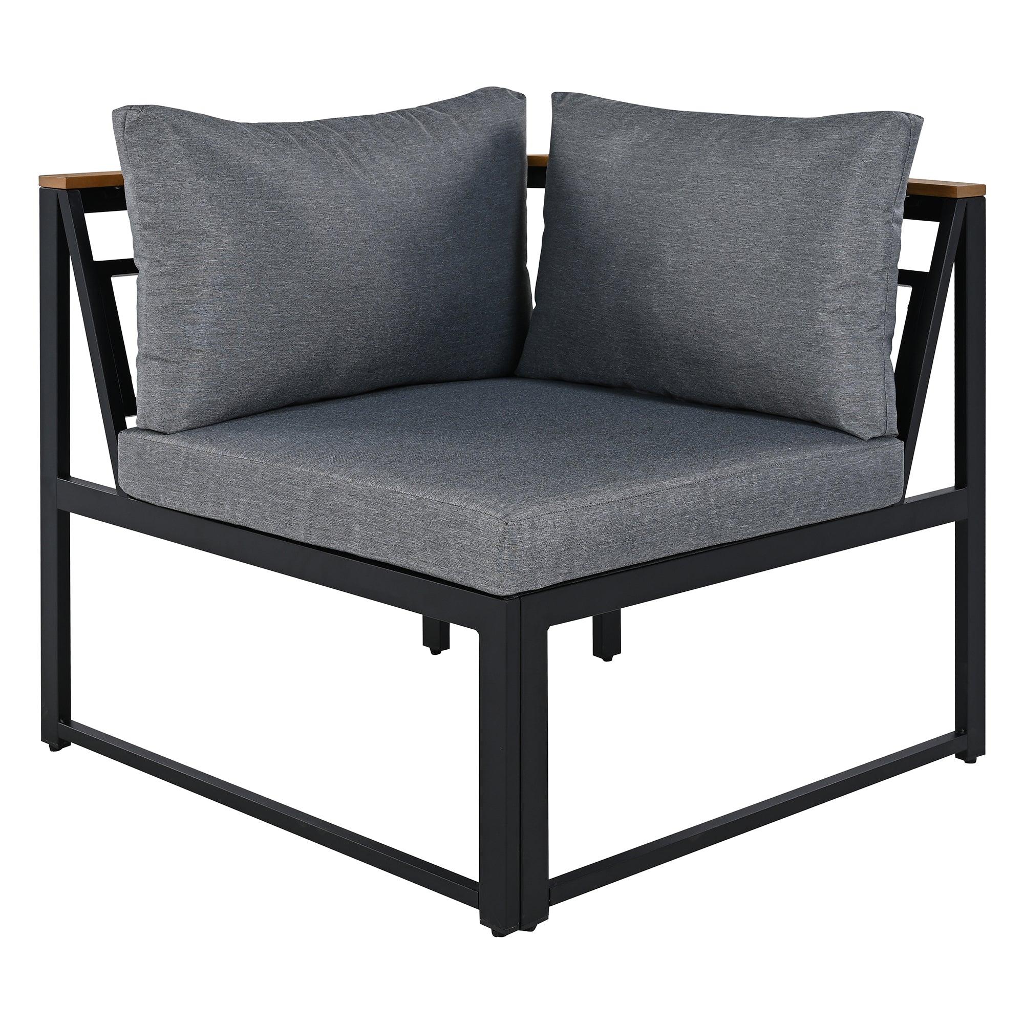 4-Piece Outdoor Patio Furniture Set with Loveseats & Waterproof Cushions - Durable Iron Wood Design for Garden, Backyard, Poolside - Perfect for Relaxing, Entertaining & Outdoor Dining