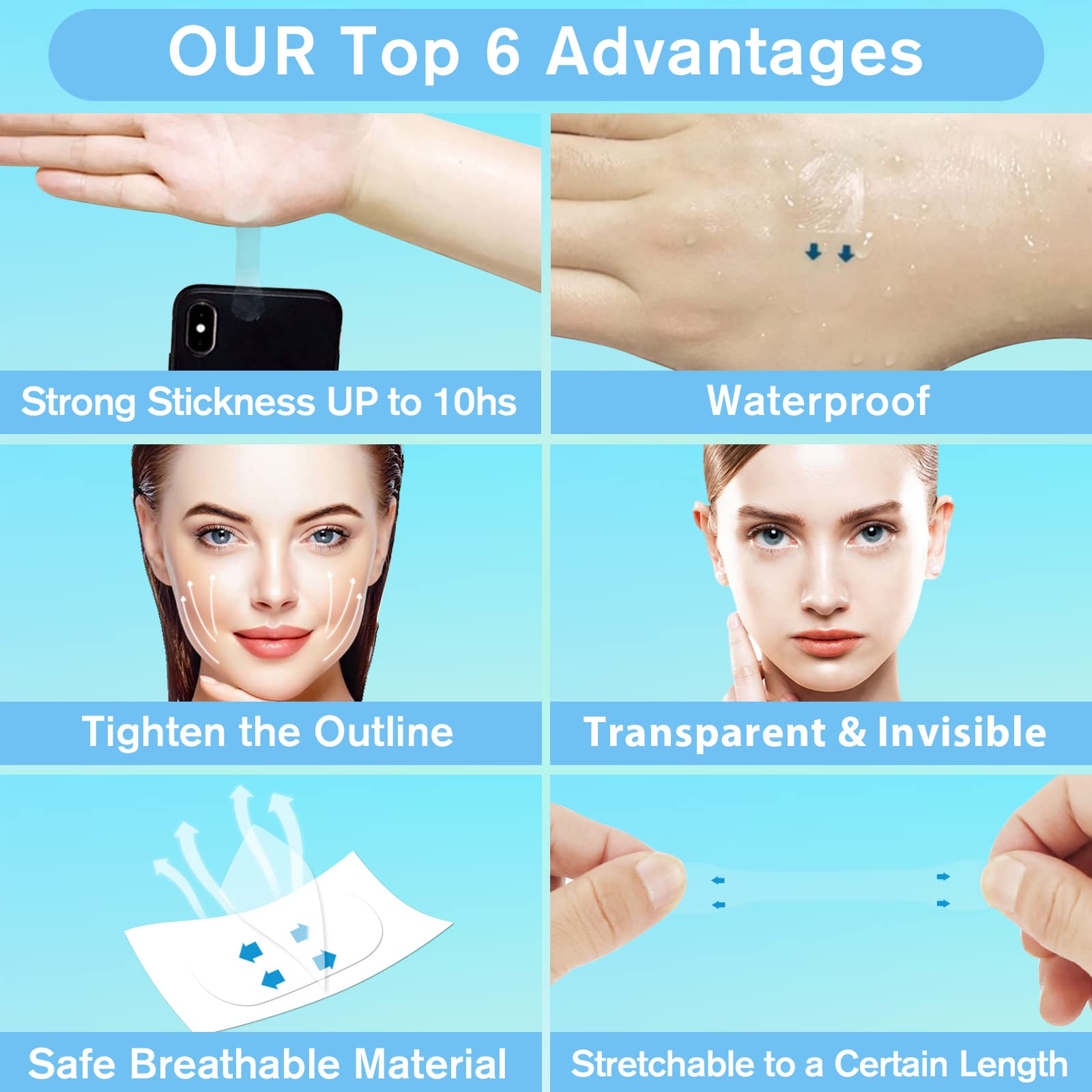 **156PCS Invisible Face Lift Tape - Instant Facelift for Jowls, Eyes, Wrinkles & Double Chin | Neck & Facial Tape for Saggy Skin | Perfect for Makeup & Special Occasions**