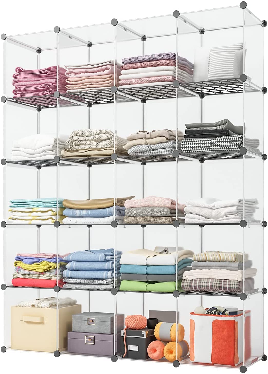 Aeitc Closet Organizer with Wire Panels - 6-Cube Storage Shelf Unit, Portable Closet Organizer for Bedroom, Bathroom & Office - White (Perfect for Small Spaces & Home Organization)