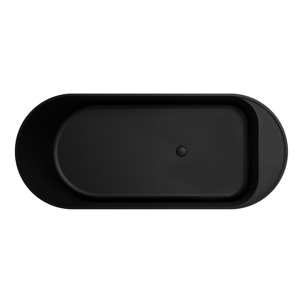 Fienza ST20 1700B Minka Solid Surface Freestanding Bathtub, 1700mm Matte Black - Modern Luxury Bathroom Centerpiece for Spa-Like Relaxation