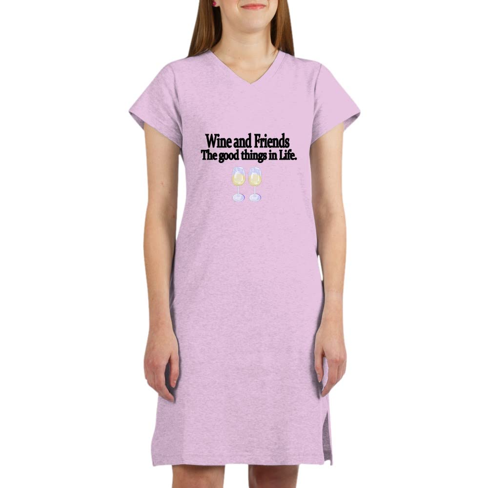 Wine and Friends Nightshirt - Soft & Comfortable Sleepwear for Women - Perfect for Relaxing at Home, Wine Nights & Gifts