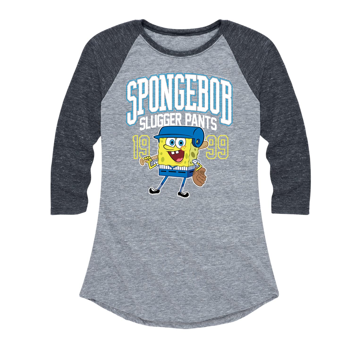 Spongebob Squarepants Women's Raglan Graphic T-Shirt | Soft Cotton Blend Tee | Casual Wear & Cartoon Lovers Gift