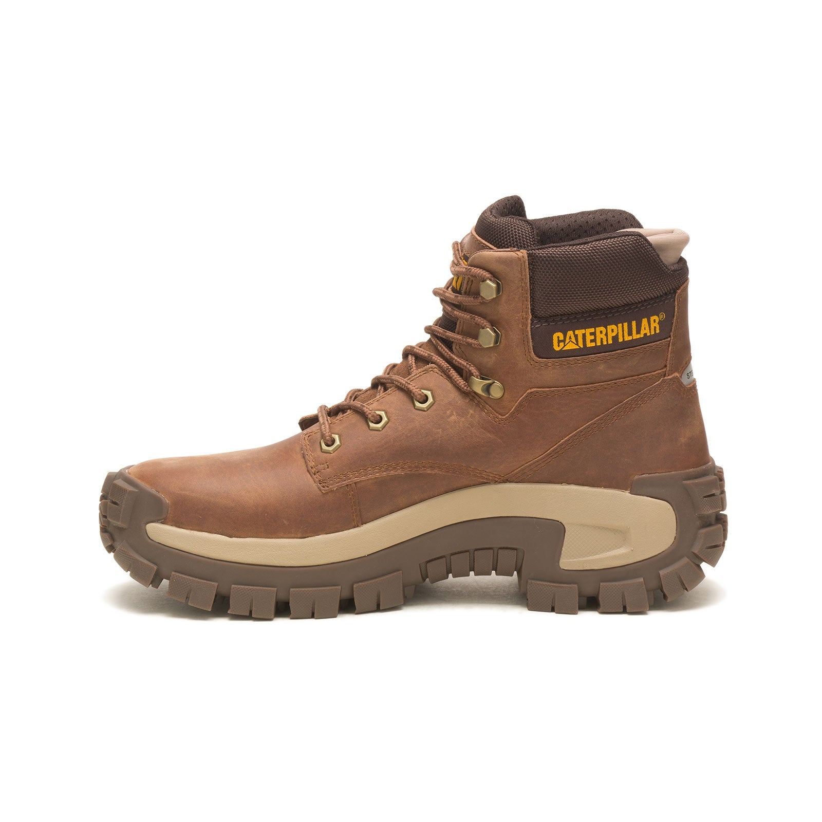 Invader Hi Steel Toe Work Boots for Men - Brown Safety Shoes with Slip Resistant & Electrical Hazard Protection - Perfect for Construction, Warehouse & Industrial Work
