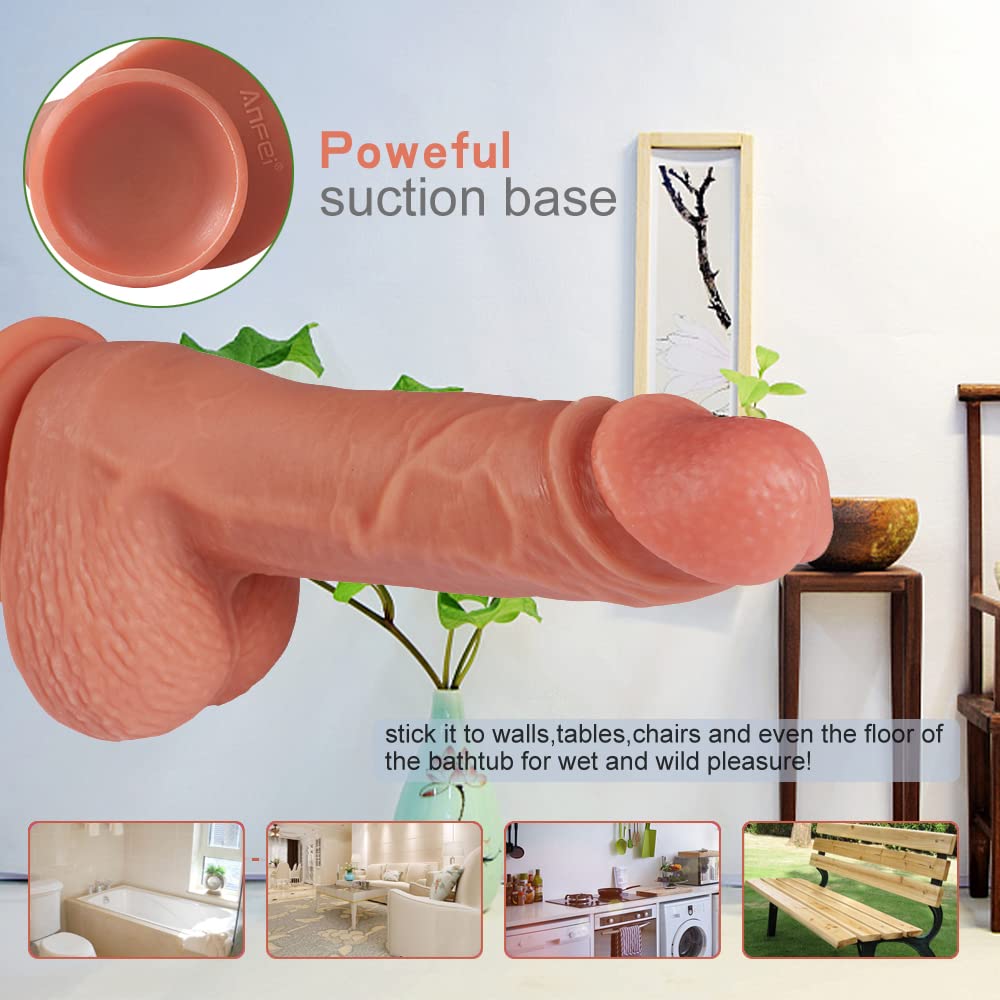 Realistic Dual Density Silicone Dildo with Suction Cup - Lifelike Adult Sex Toy for Women, Couples & Solo Play - Perfect for Bedroom Fun, BDSM & Sensual Exploration