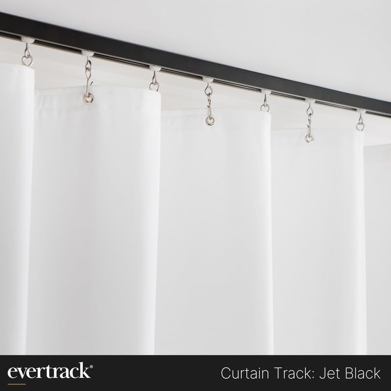 Ceiling Mounted Curtain Track - 12ft Black Metal Curtain Rail System for Drapes, Room Dividers & Window Treatments | Heavy Duty USA Made | Perfect for Living Rooms, Bedrooms & Home Offices
