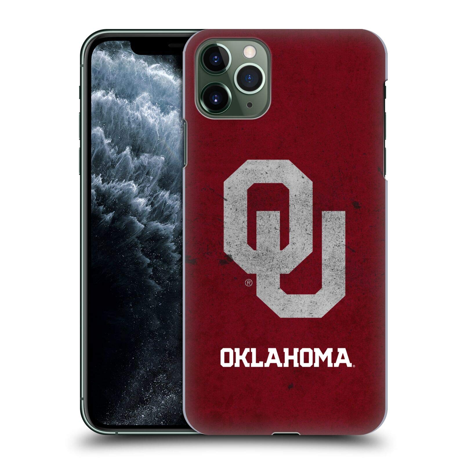 Officially Licensed University of Oklahoma OU Distressed Hard Back Phone Case for Apple iPhone 11 Pro Max - Durable Protection with Vintage College Style, Perfect for Game Days, Campus Life & OU Fans