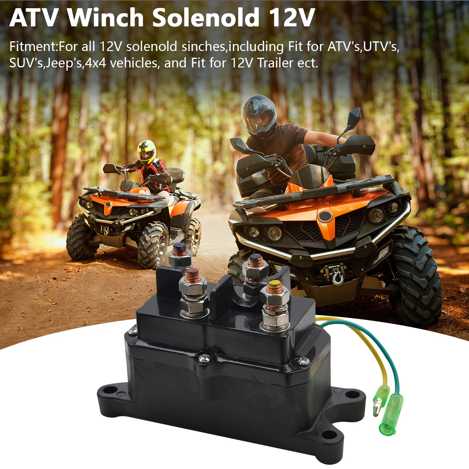 ATV UTV Winch Solenoid Relay Contactor & Rocker Thumb Switch Combo Kit - Compatible with Polaris 800 1000 (1500lb-5000lb Capacity) - Perfect for Off-Roading, Towing & Heavy-Duty Recovery