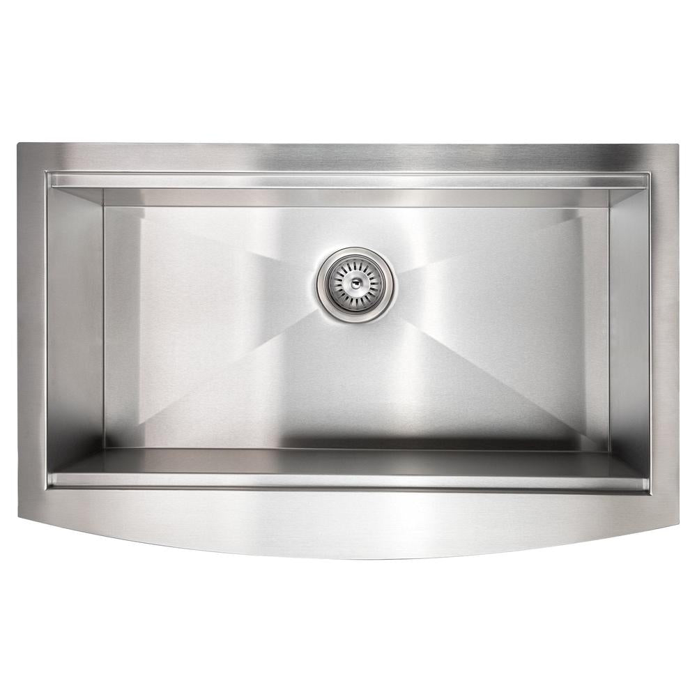 ZLINE 33 Inch Farmhouse Apron Front Single Bowl Kitchen Sink with Bottom Grid & Accessories - Stainless Steel (SLSAP 33) | Perfect for Modern Farmhouse, Rustic & Traditional Kitchens