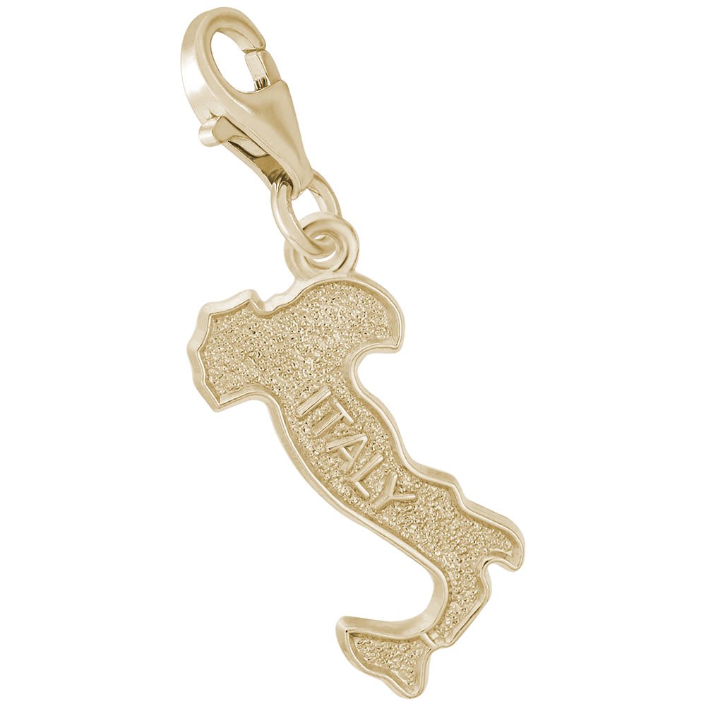 10K Yellow Gold Italy Charm Pendant with Lobster Claw Clasp - Elegant Jewelry for Bracelets & Necklaces - Perfect for Gifts, Anniversaries and Everyday Wear