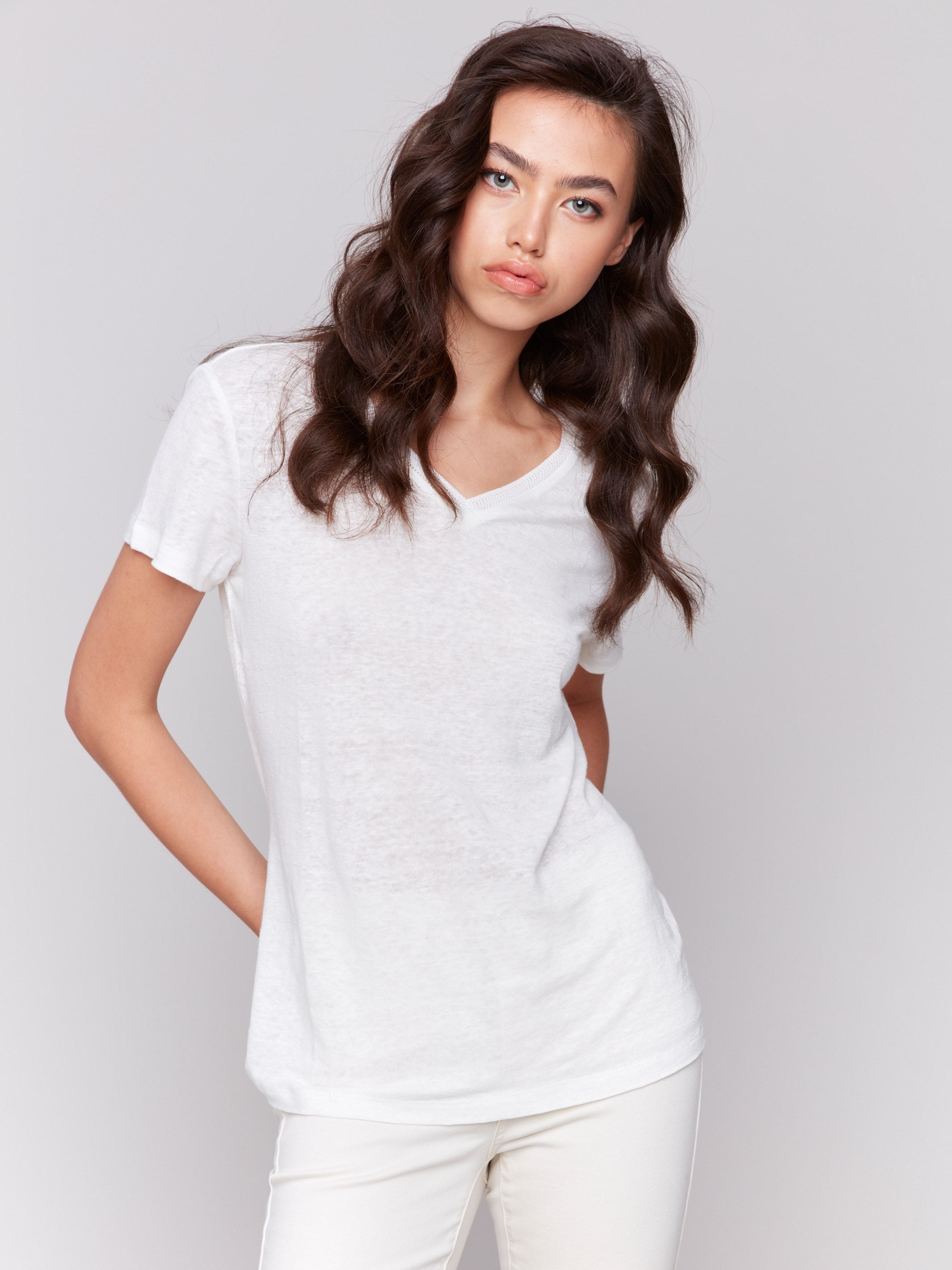 Breathable Linen Blend V-Neck T-Shirt for Women | Soft & Comfortable Natural Fabric | Perfect for Summer, Casual Wear & Travel