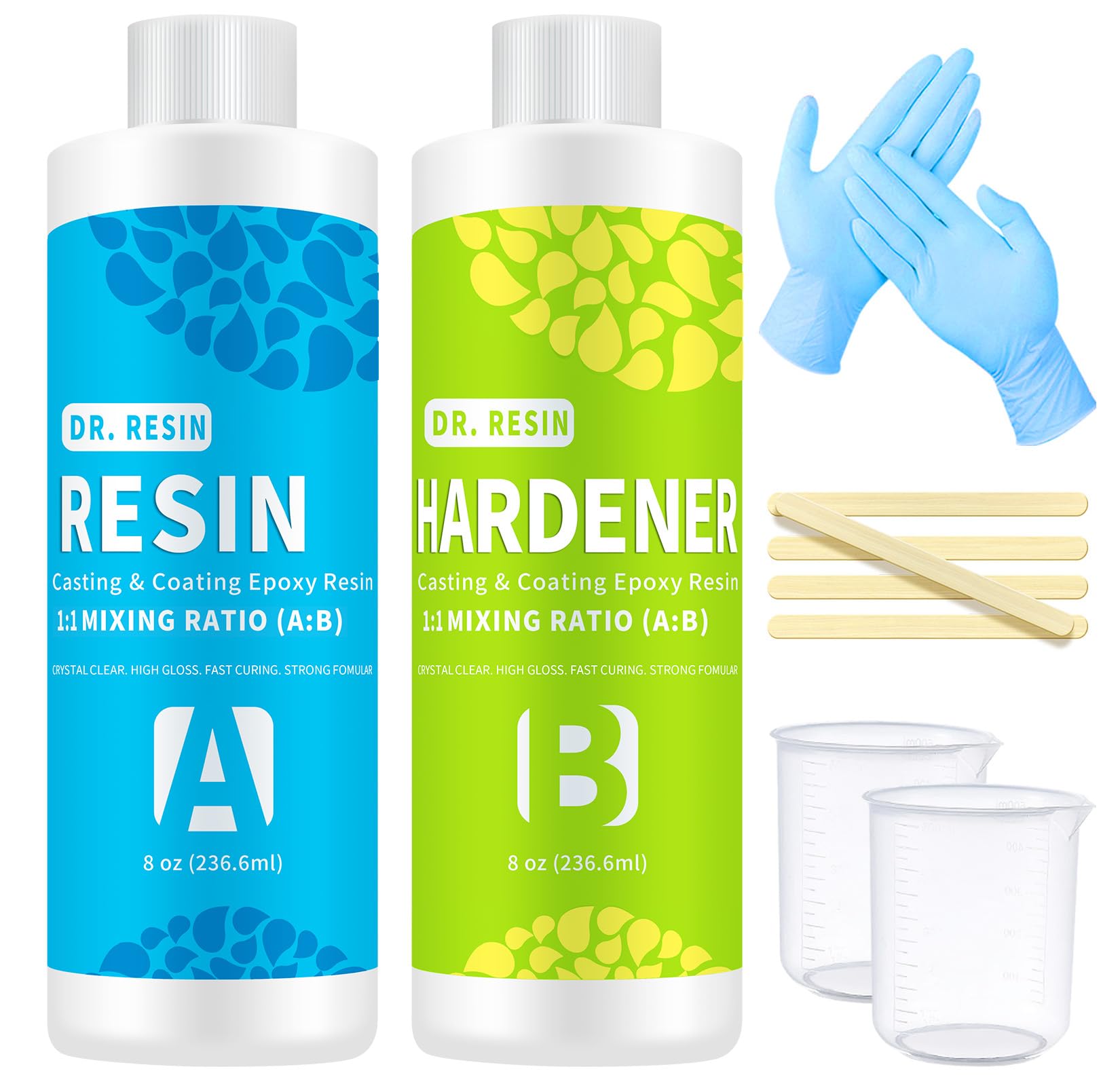 Premium Clear Epoxy Resin Kit - 16oz (473ml) 2-Part DIY Resin for Crafts, Jewelry Making, Tabletop Coating & Casting Projects - Perfect for Home Decor, Artwork & DIY Gifts