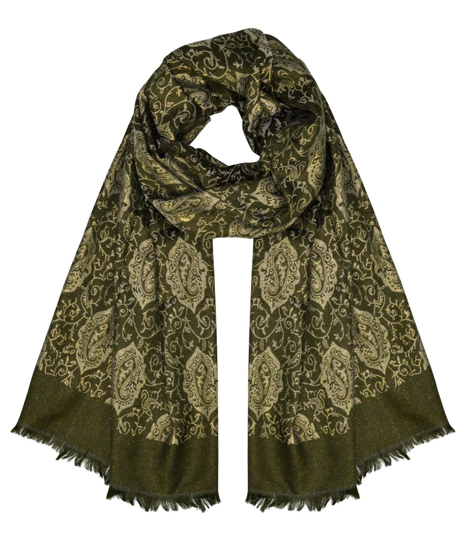 Stylish Reversible Metallic Paisley Shawl Wrap - Women's Fashion Pashmina Scarf for Evening Parties, Weddings & Special Occasions