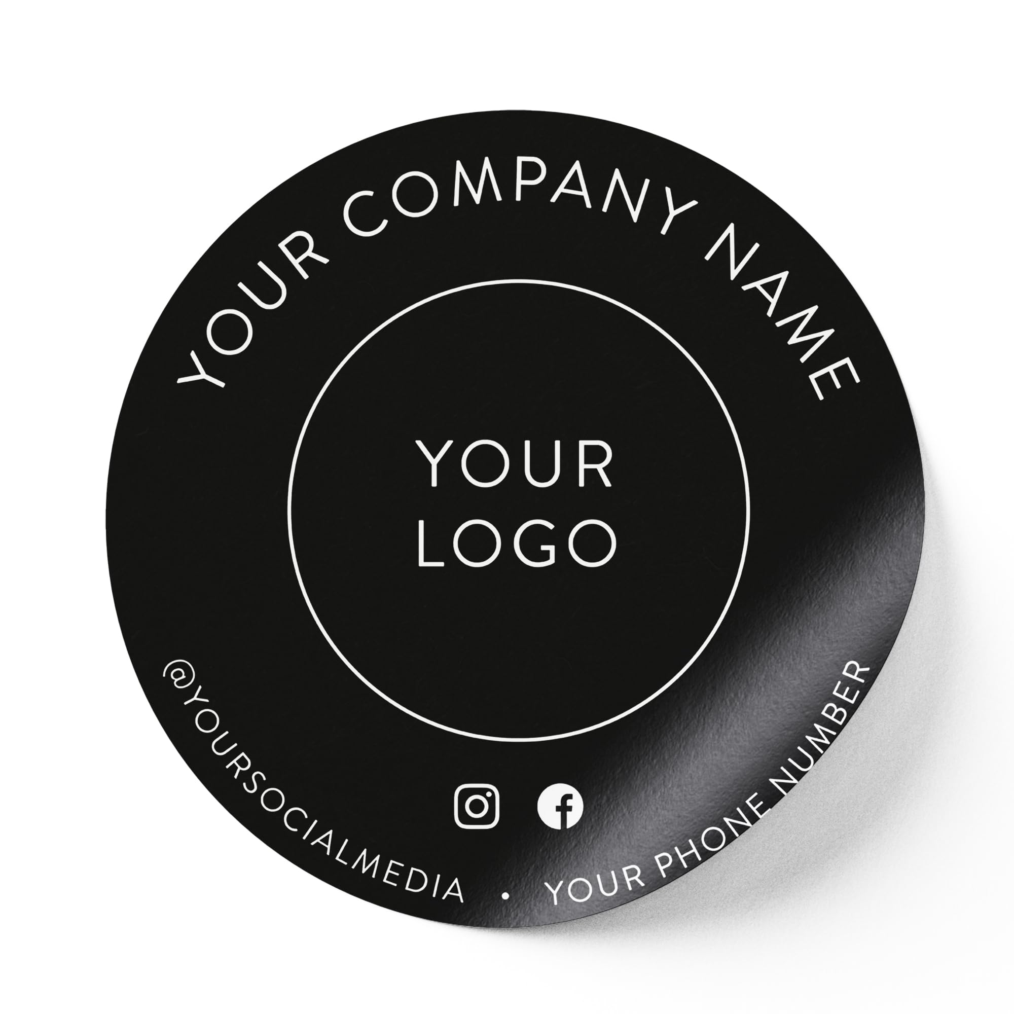 Custom Round Vinyl Stickers 3x3 Inch - Personalized Business Logo Labels for Packaging, Bottles, Jars & Candles | Waterproof Durable Decals for Branding, DIY Crafts & Small Business Marketing (Black, 100 Pack)