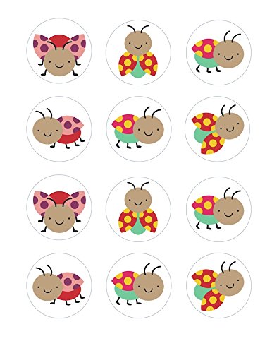 Ladybug Friends Edible Cupcake Toppers - 24pcs Cute Fondant Decorations for Birthday Cakes, Baby Showers & Party Desserts | Food-Safe & Easy to Use