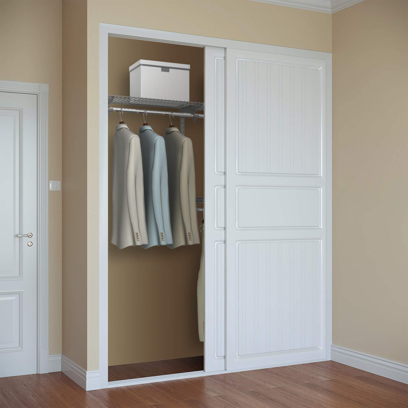 Tangkula 4-6 FT Adjustable Closet Organizer System Kit - Wall Mounted Storage with Wire Shelves & Hanging Rods - Custom Closet Solutions for Bedroom, Walk-in Closet & Small Space Organization