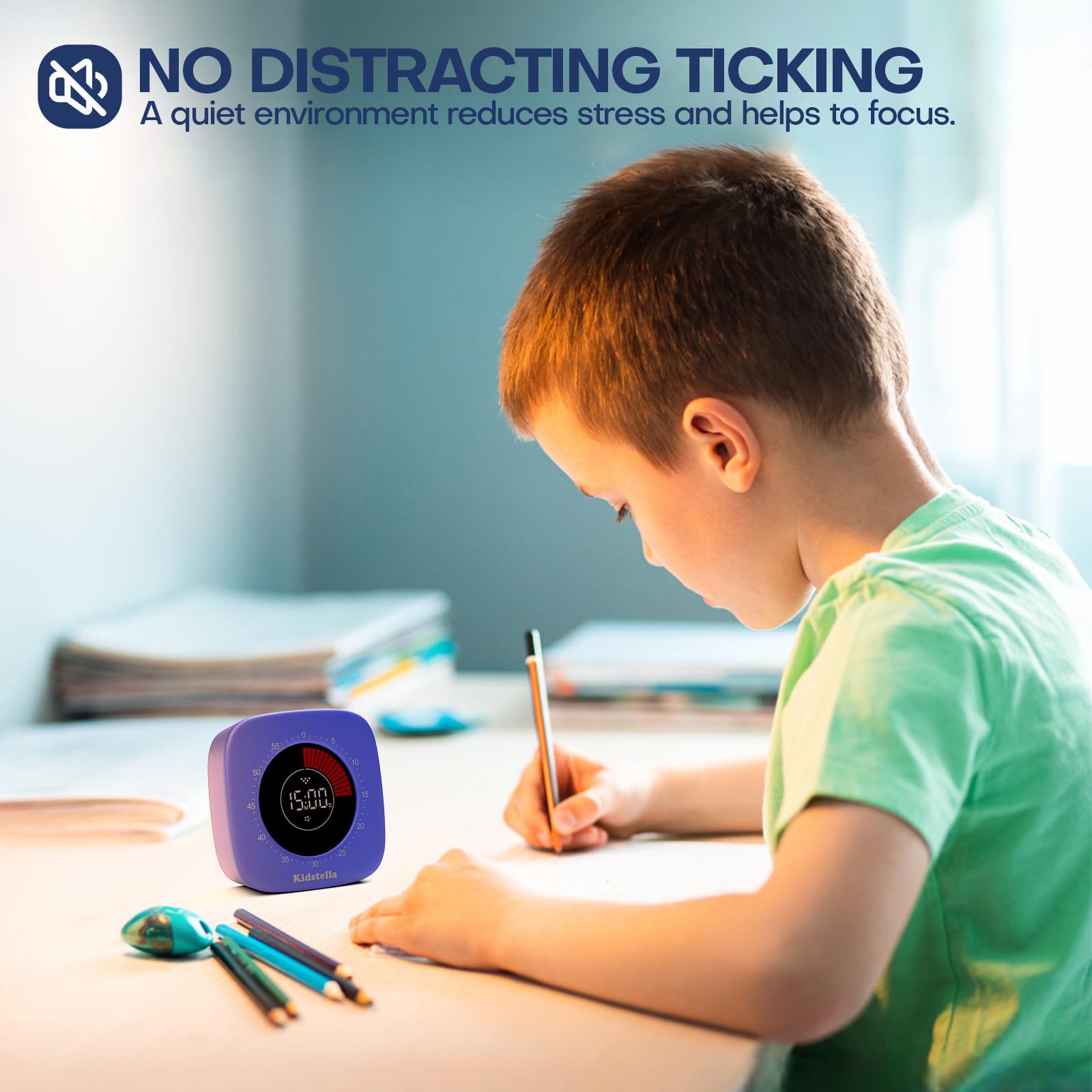 Rechargeable 60-Minute Visual Timer for Kids & Adults - 4 Alarm Modes, Silent Operation Pomodoro Timer for Classroom, Kitchen, Office - Autism & ADHD Focus Tool (Navy Blue) | Perfect for Time Management, Homework, Cooking & Productivity Tasks