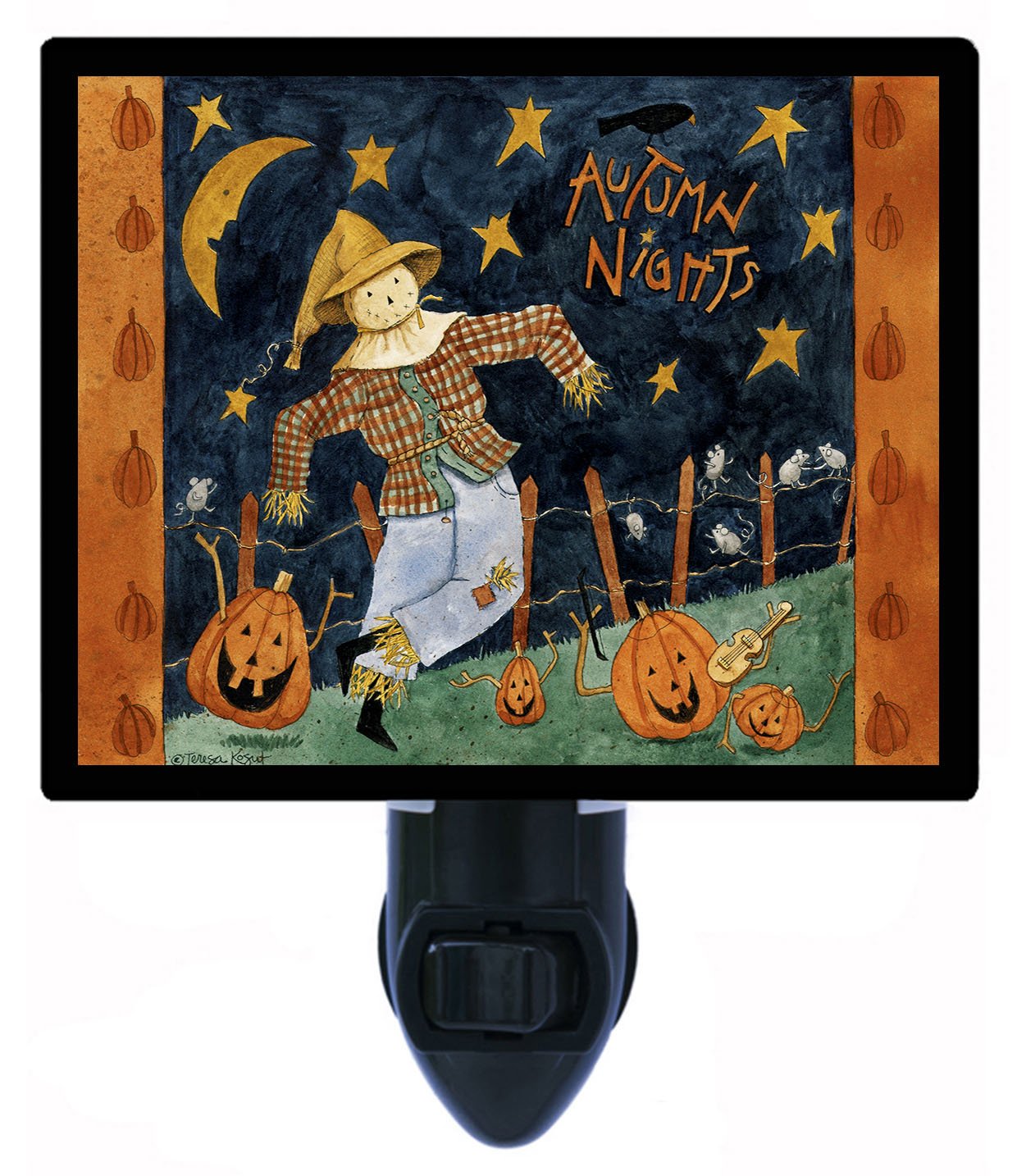 Autumn Scarecrow LED Night Light - Fall Decor with Warm Glow for Bedroom, Nursery, Halloween Party & Cozy Home Ambience