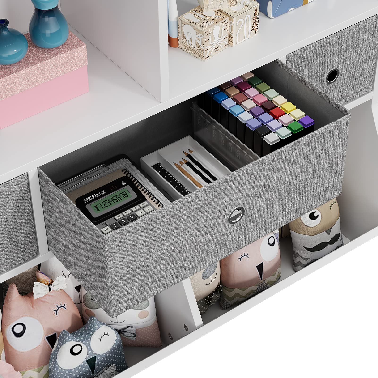 **White Kids Bookshelf & Bookcase with Toy Storage, Multi-Shelf Cubby Organizer, Cabinet & Drawers for Boys & Girls - Perfect for Children's Room, Playroom, Hallway & Bedroom**