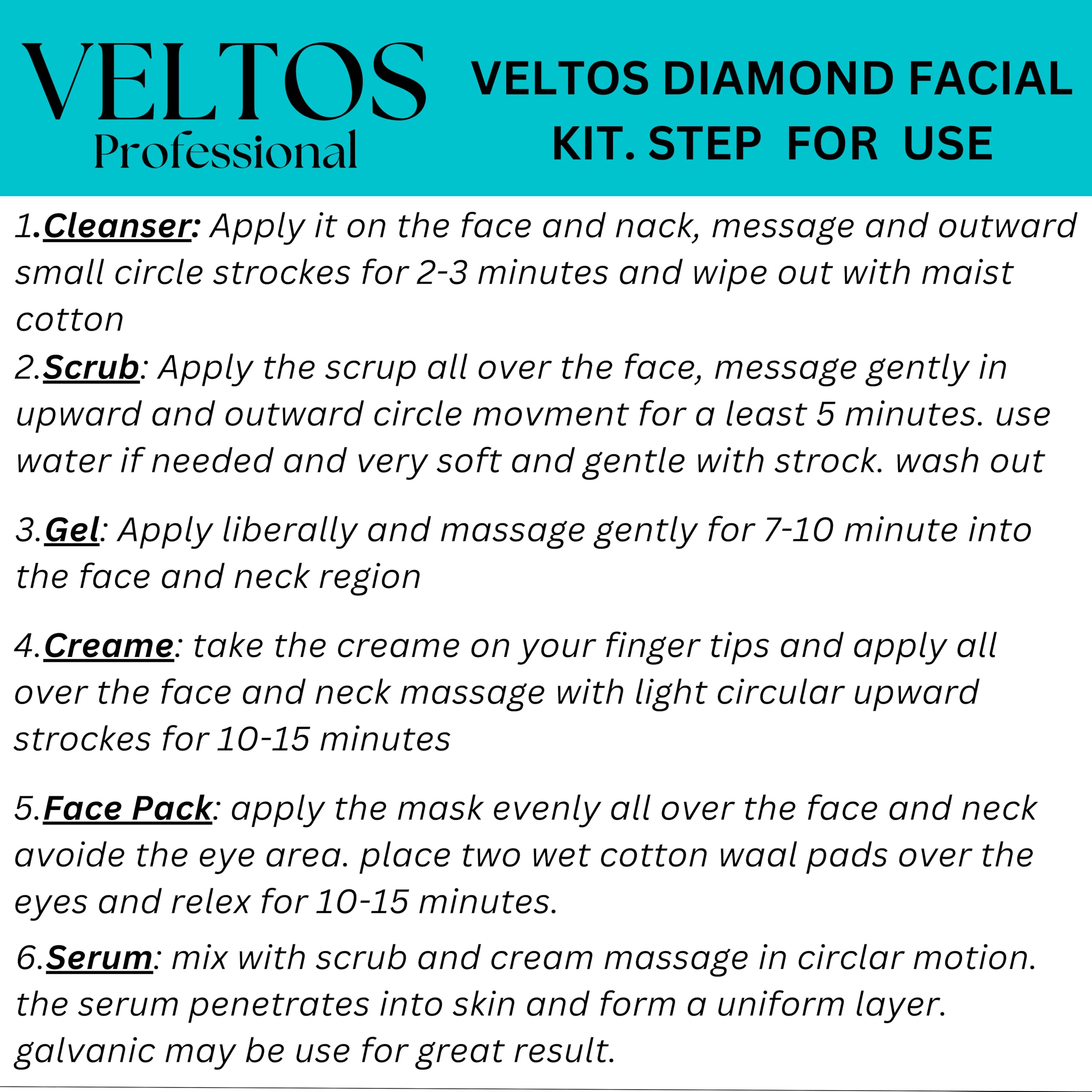 VELTOS Diamond Facial Kit for Skin Polishing & Purification | Exfoliating Facial Kit for Uneven Skin Texture & Instant Glow - 55g | Professional At-Home Spa Treatment for Radiant Skin