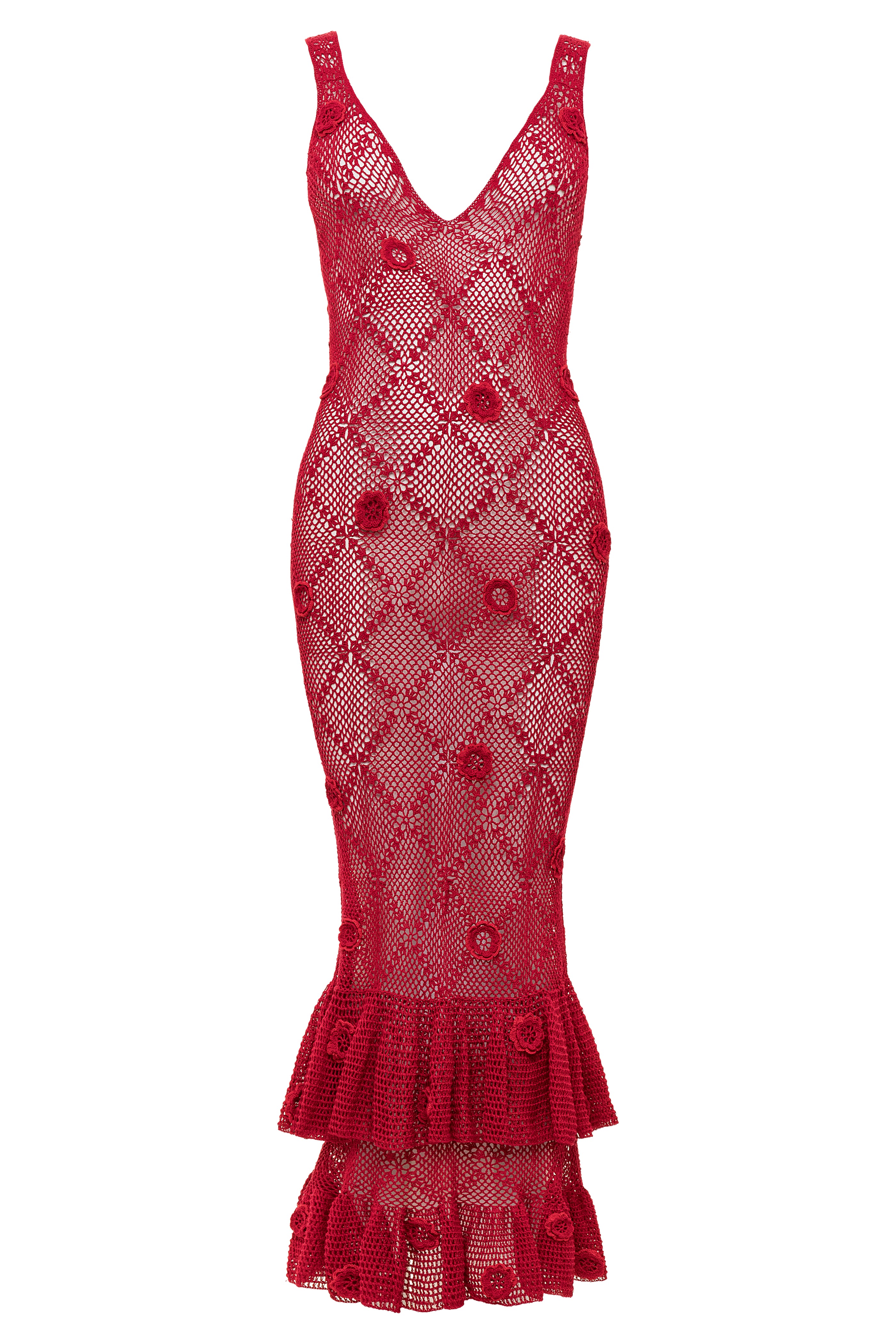 Vani Crochet Dress for Women - Boho Summer Beach Dress, Floral Lace Crochet Maxi Dress with Side Slits - Perfect for Beach Vacations, Music Festivals & Date Nights