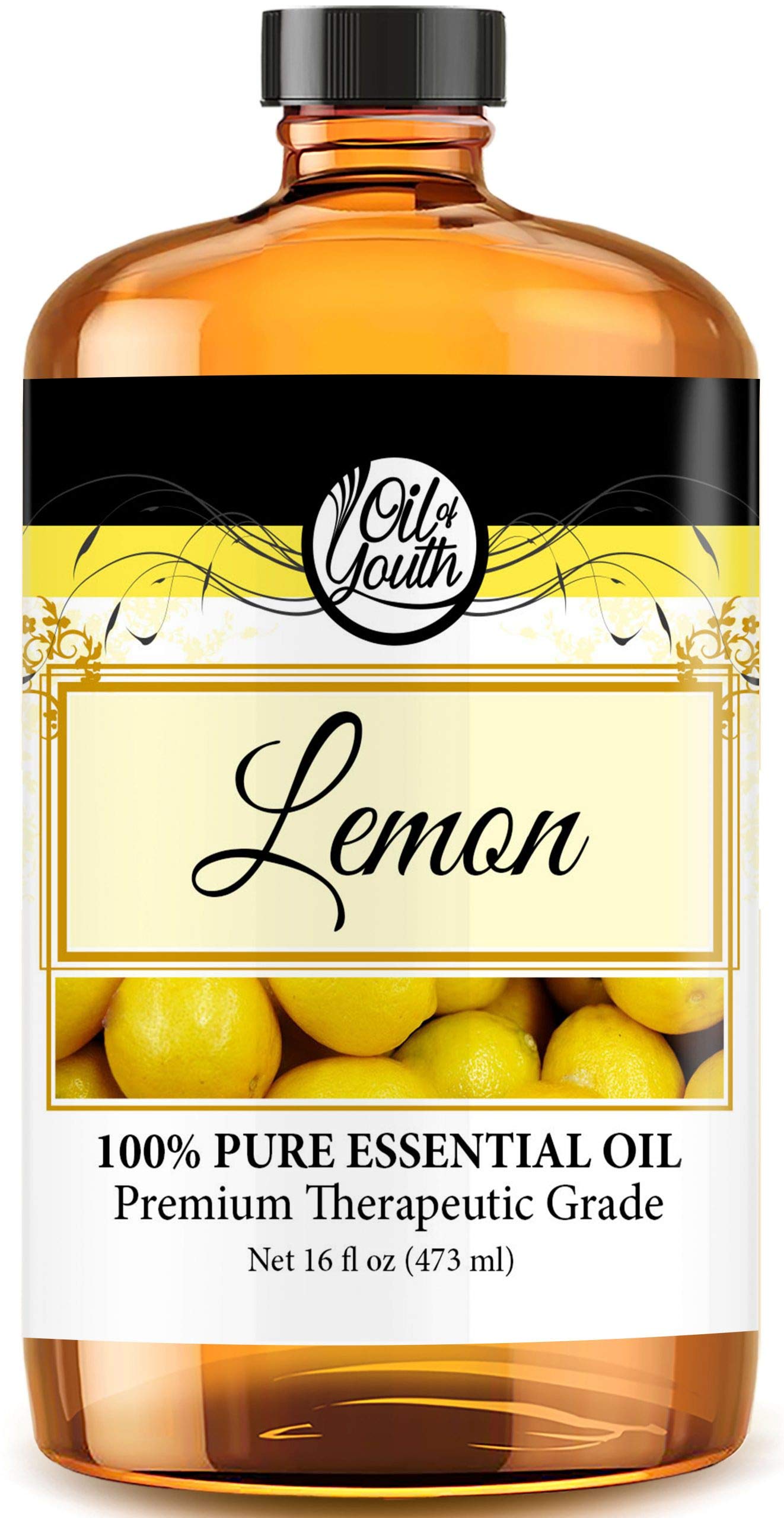 Oil of Youth Lemon Essential Oil 16oz (16 Fluid Ounces) - 100% Pure Aromatherapy Oil for Diffusers, Massage & DIY Skincare