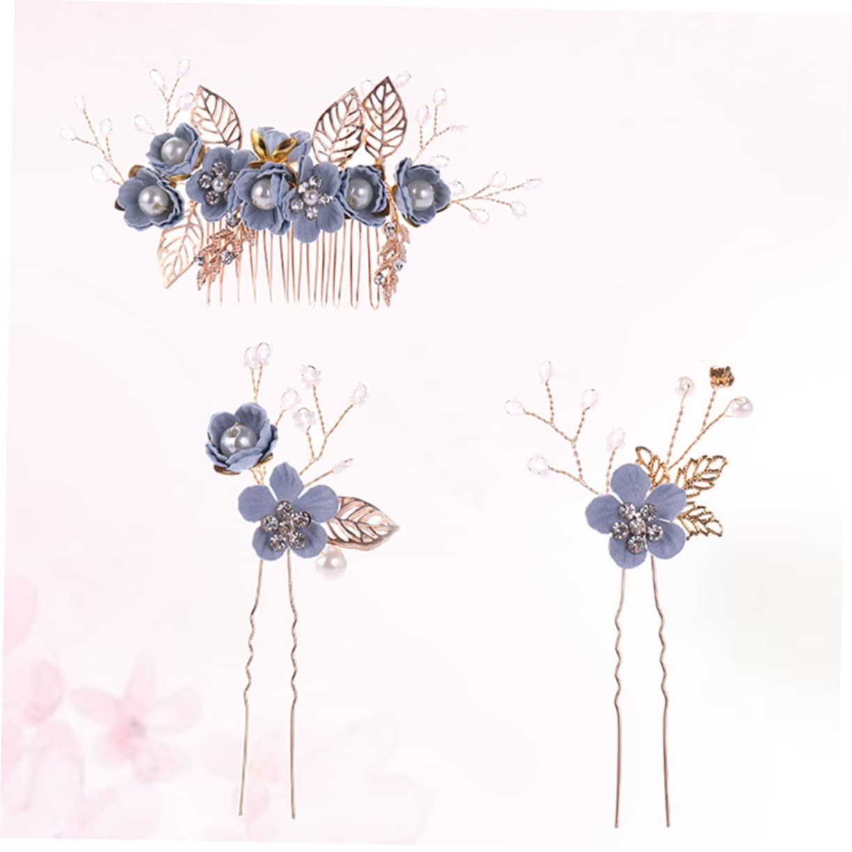 FOMIYES Floral Hair Comb Set for Girls - 3pcs Alloy Hair Pins, Bridal Headband & School Hair Accessories - Perfect for Weddings, Prom, Parties & Everyday Wear