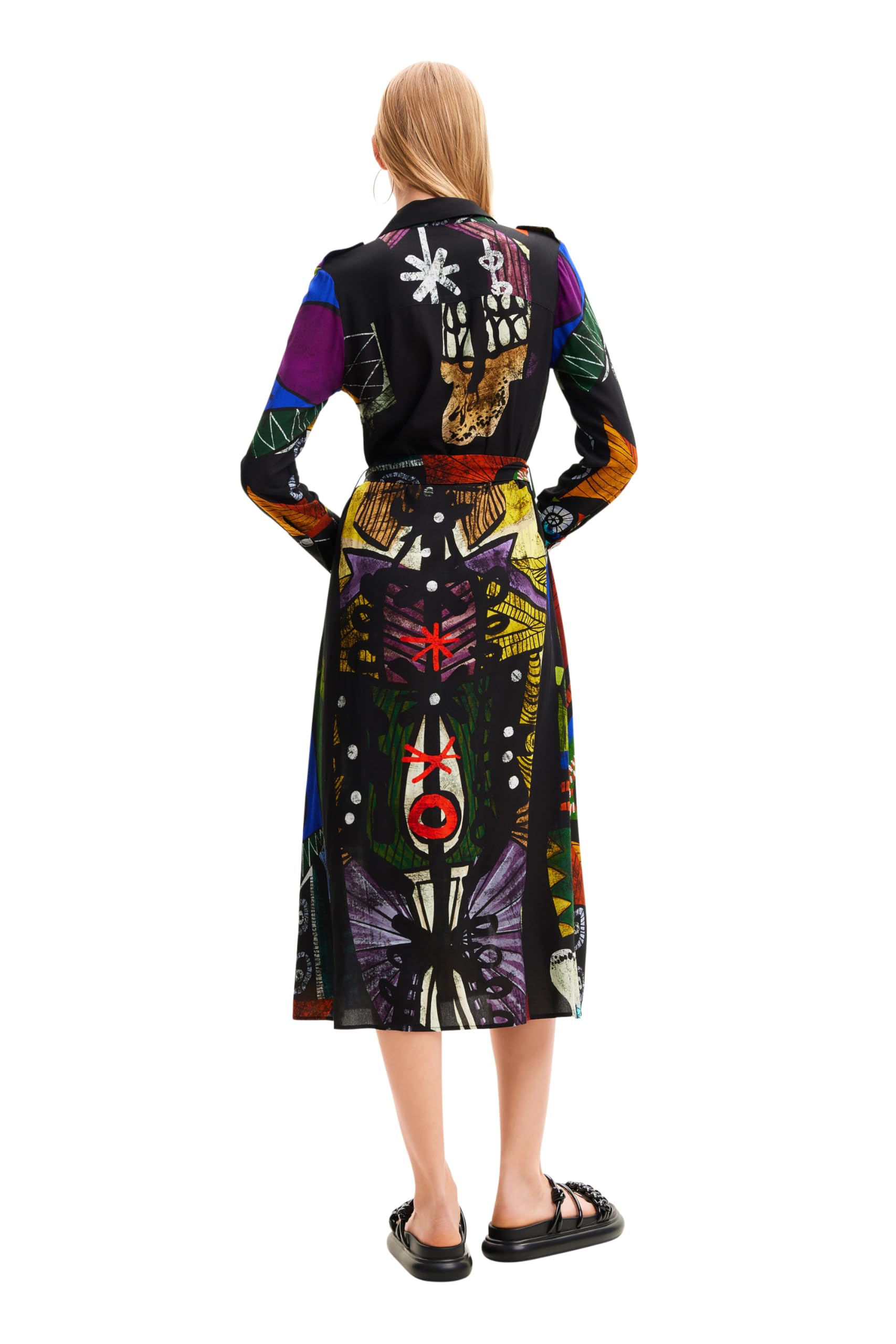 Desigual Women's Long Sleeve Dress - Elegant Floral Print Maxi Dress for Casual Wear, Office & Special Occasions